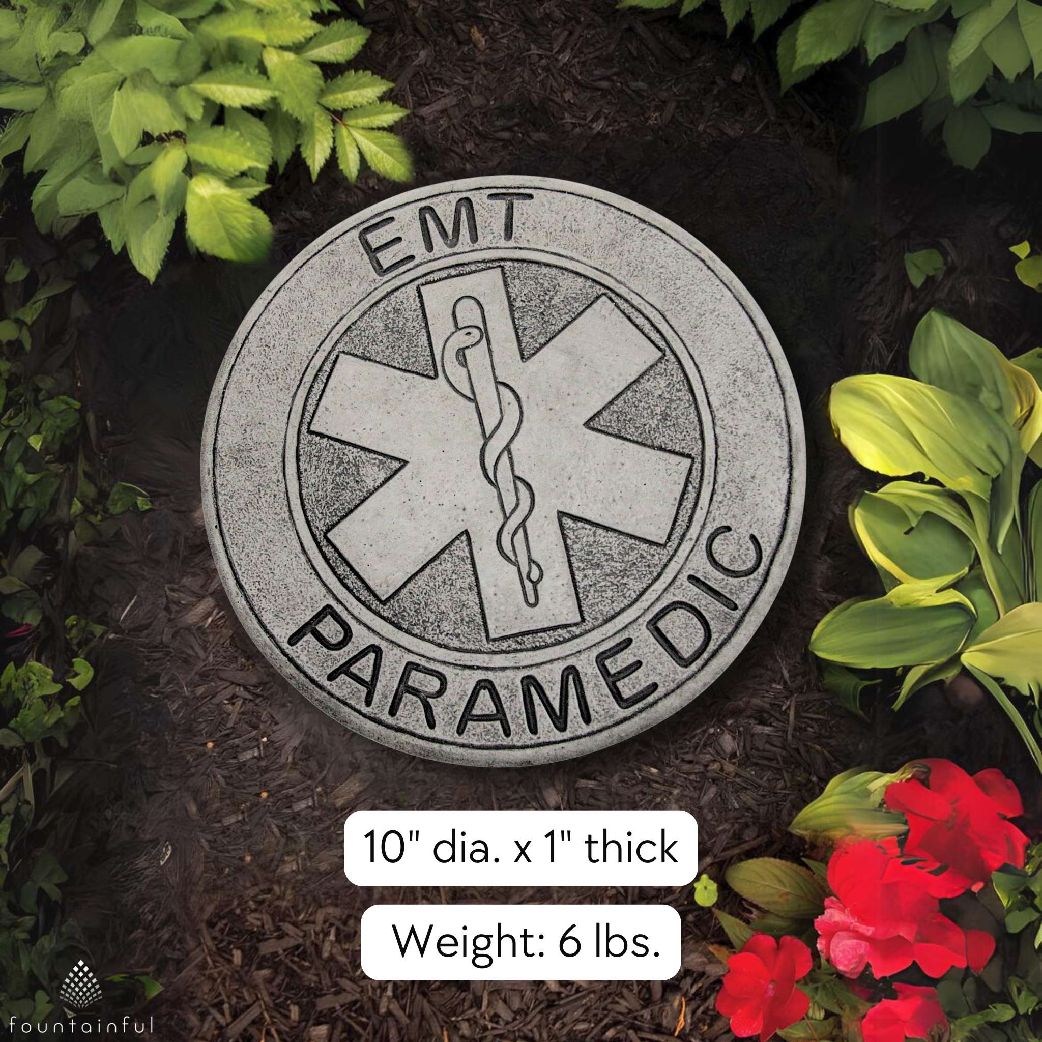 EMT Paramedic Concrete Garden Greeting Stone - Massarellis #1777