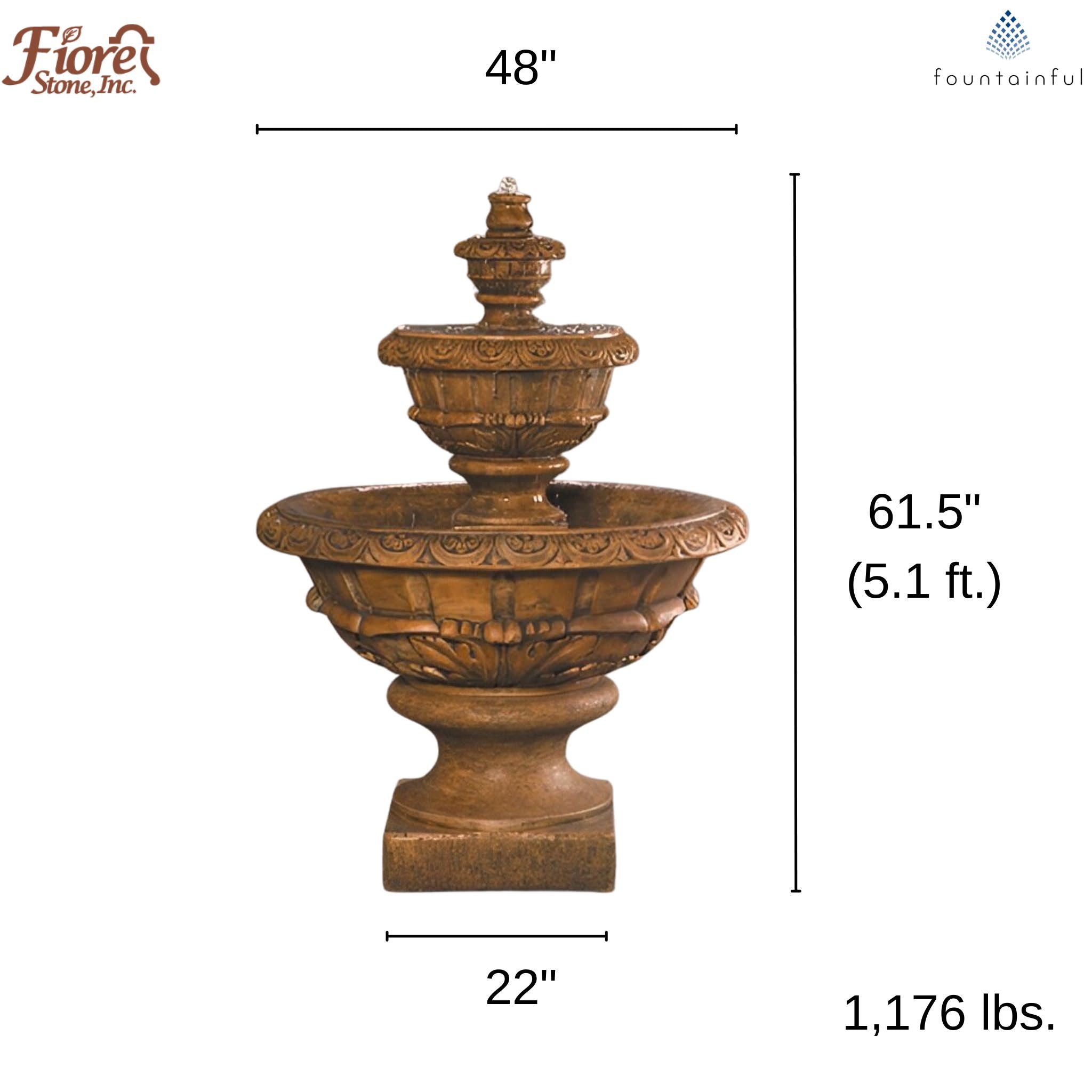 Roma 3-Tier Concrete Fountain - Fiore #234