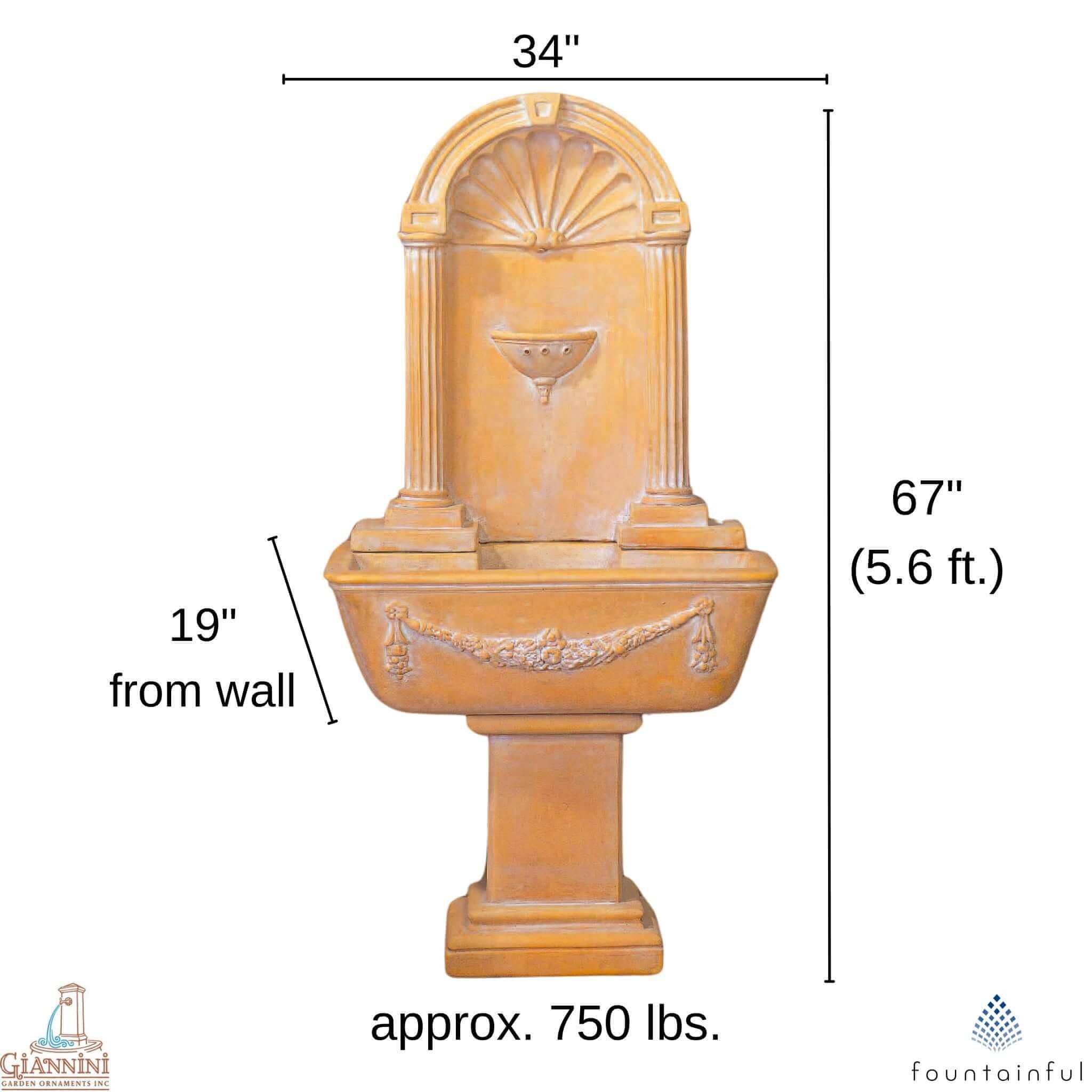 Renaissance Concrete Wall Fountain - Giannini #137