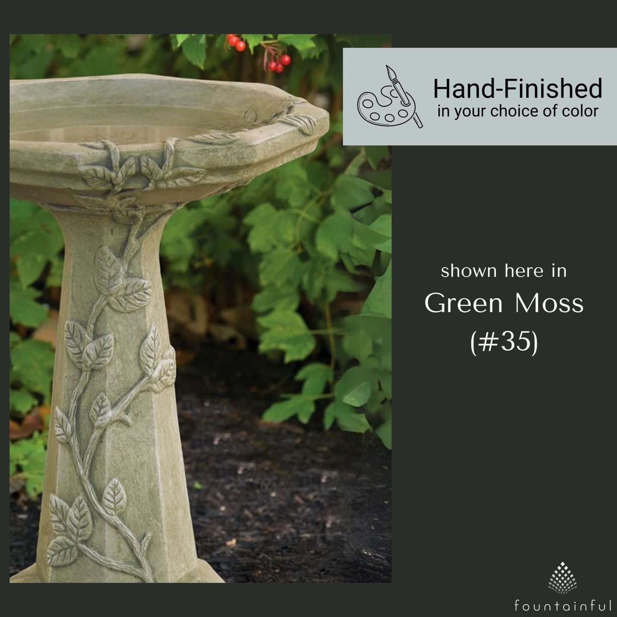Vine Tall Concrete Bird Bath - Massarellis #9281