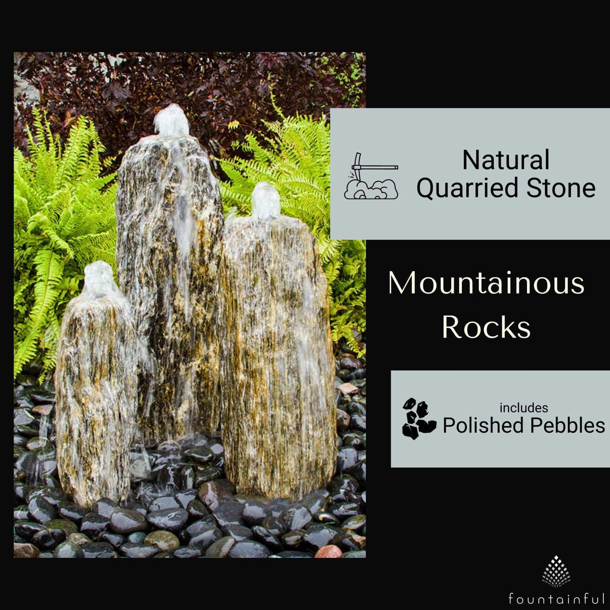 Chiseled "Beachcomber" 3-Column Stone Fountain - Complete Kit - Blue Thumb