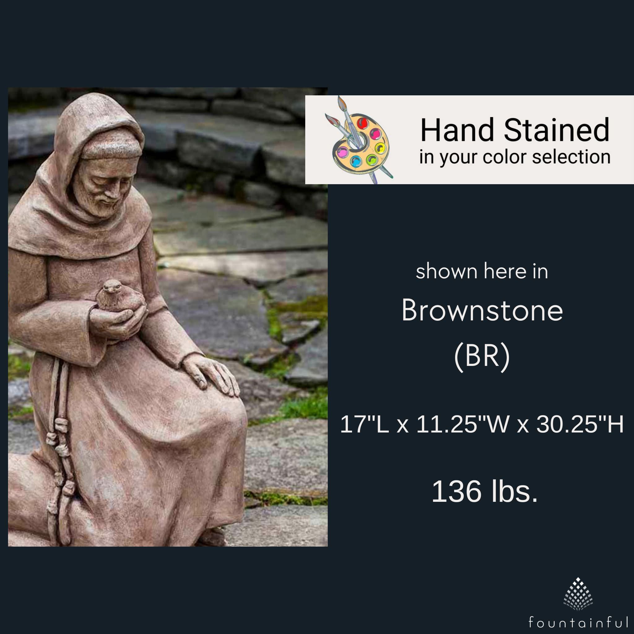 Kneeling St. Francis w/Bird Concrete Garden Statue - Campania #R116