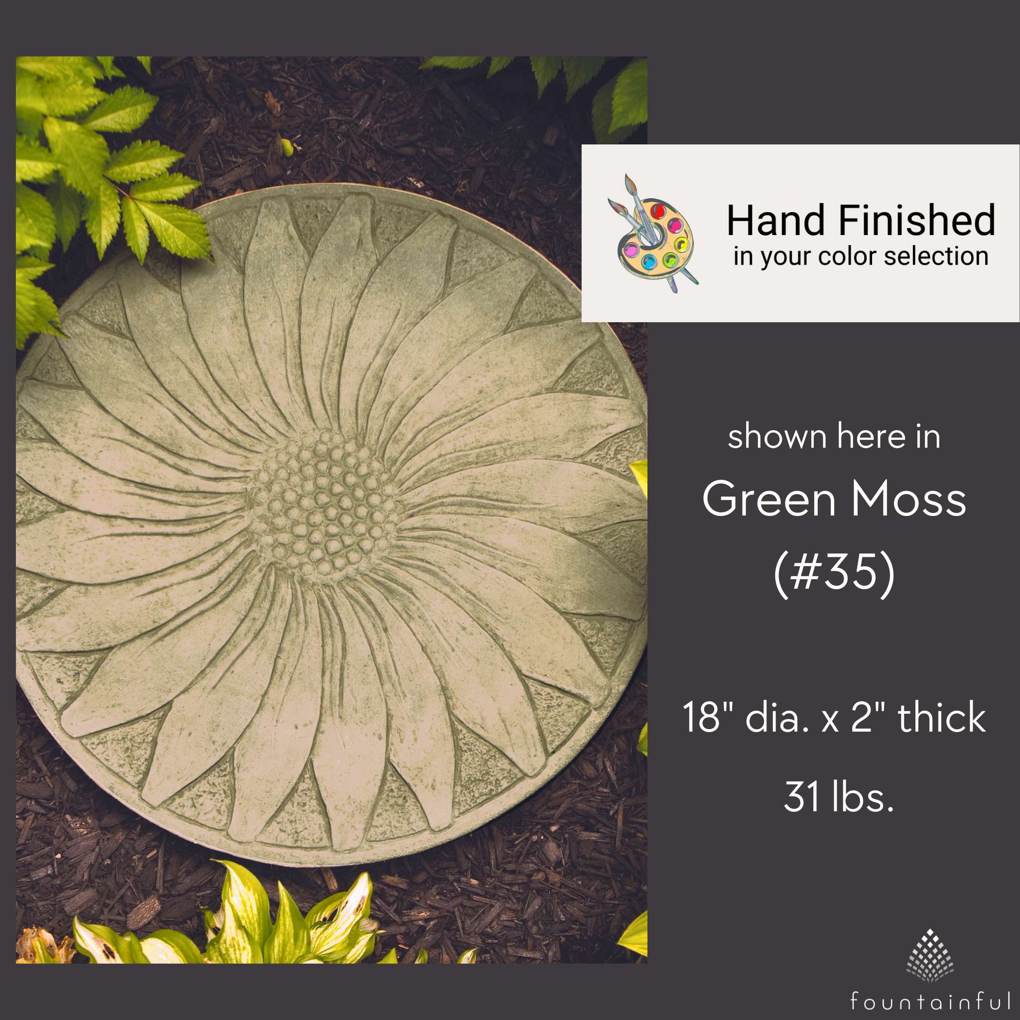 Sunflower Concrete Round Stepping Stone - Massarellis #1928