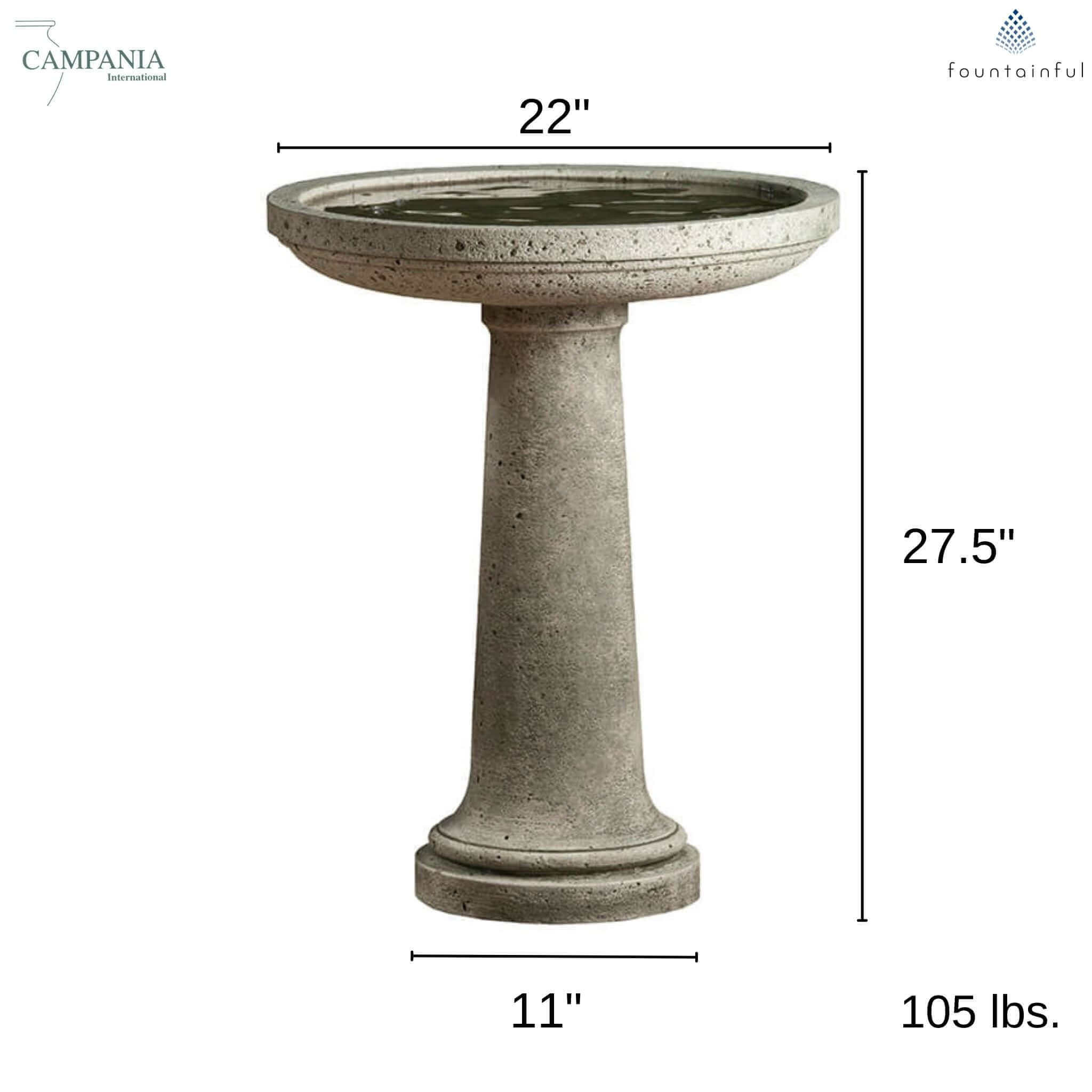 Isleboro Concrete Bird Bath - Campania #B146