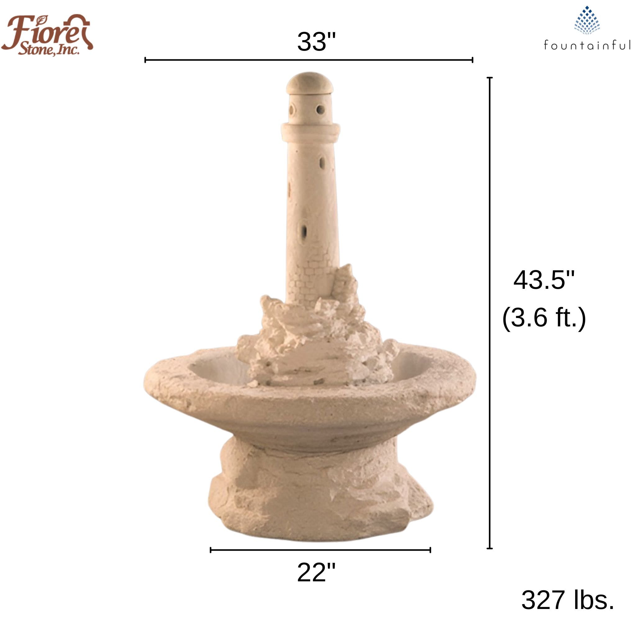 Lighthouse on Island Concrete Fountain - Fiore #276