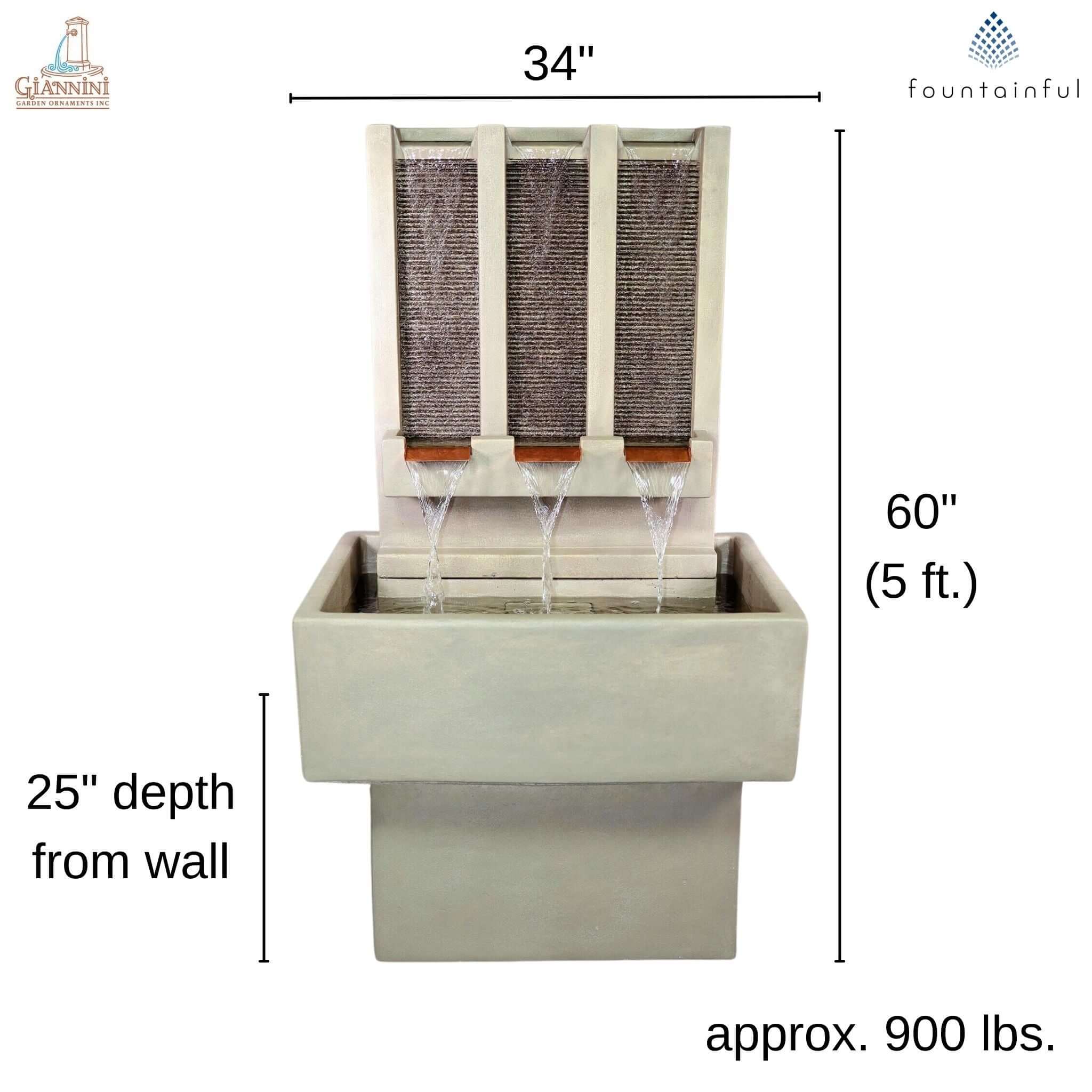 Tri Lamina Brentwood Concrete Wall Fountain - Giannini #1825