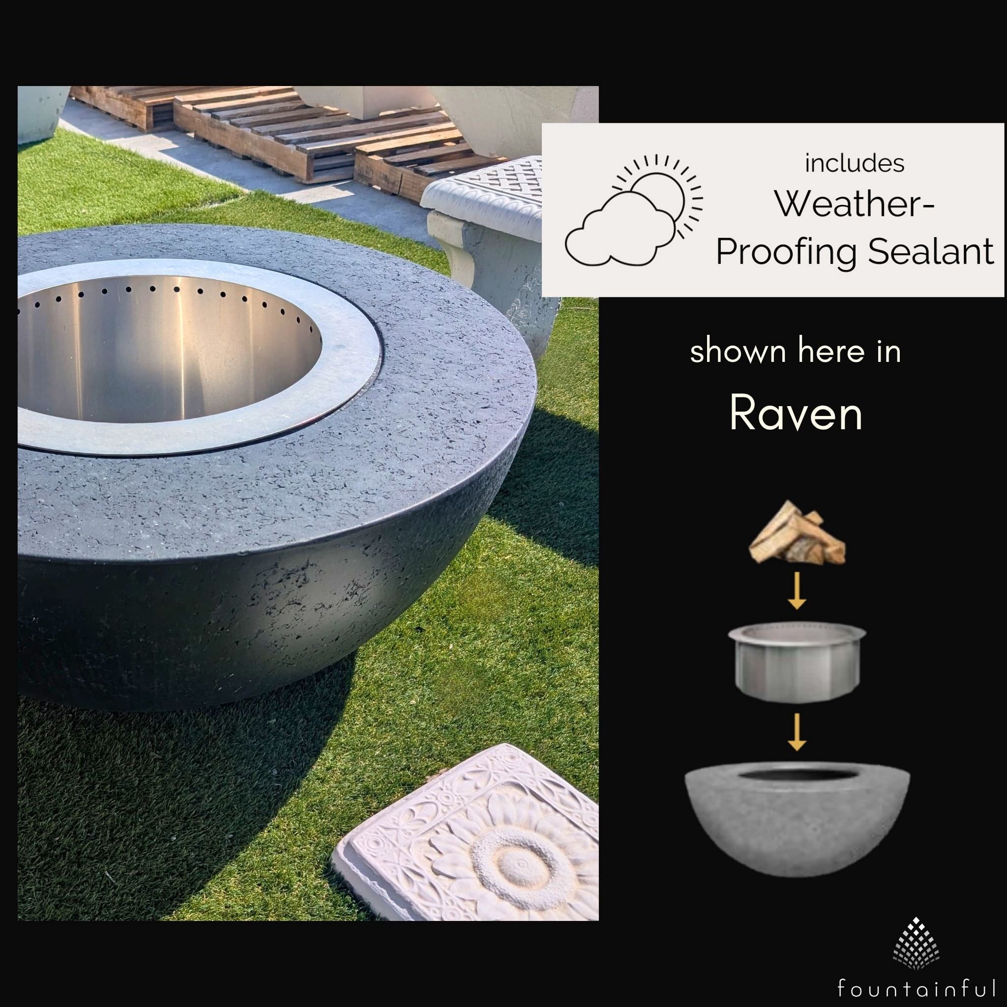 Luna Smokeless Concrete Fire Pit - Phoenix Design Cast