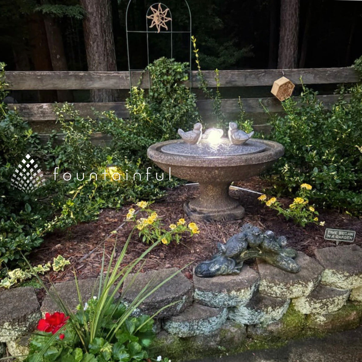 Singing Birds Oval Concrete Fountain - Massarellis #3899