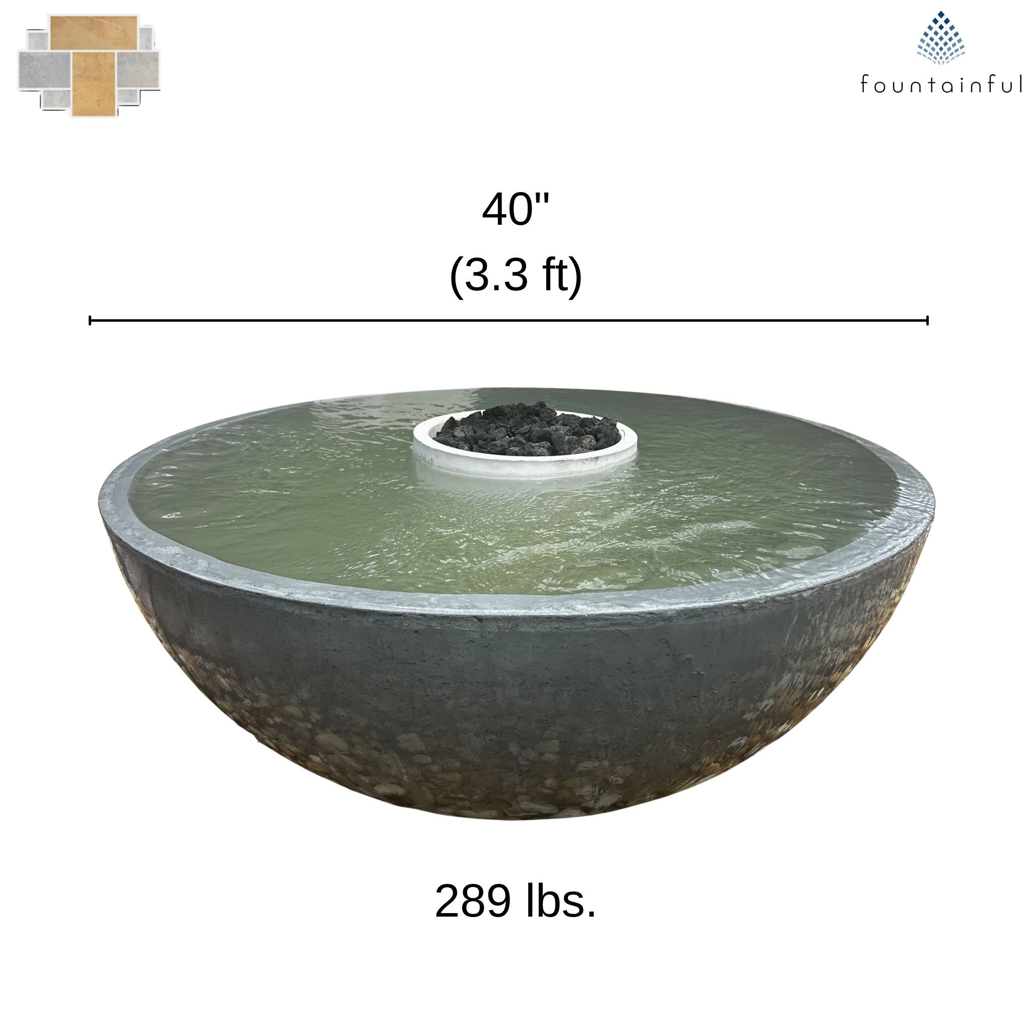360° Fire & Water Bowl Concrete Fountain