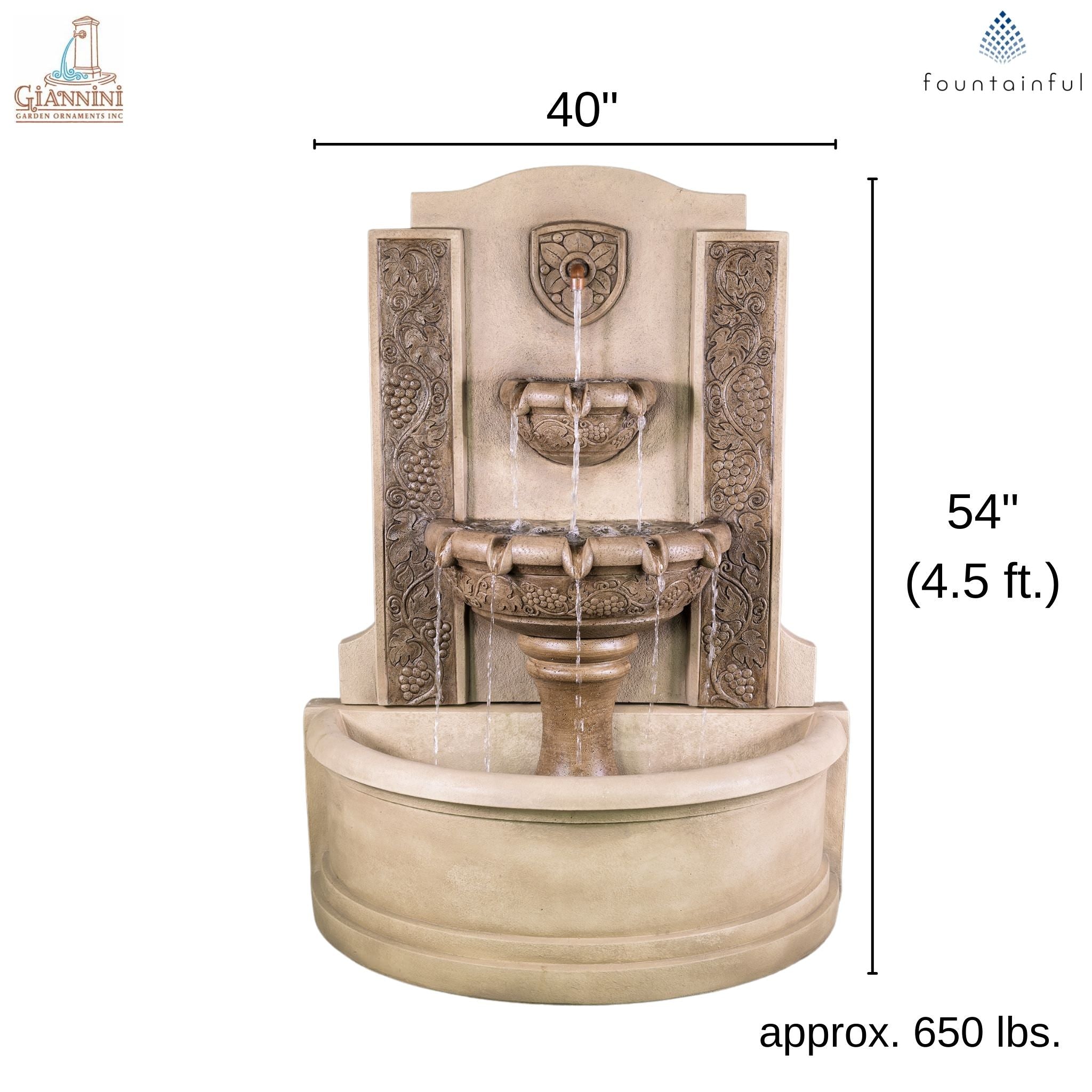 Vineyard Concrete Wall Fountain - Giannini #1838