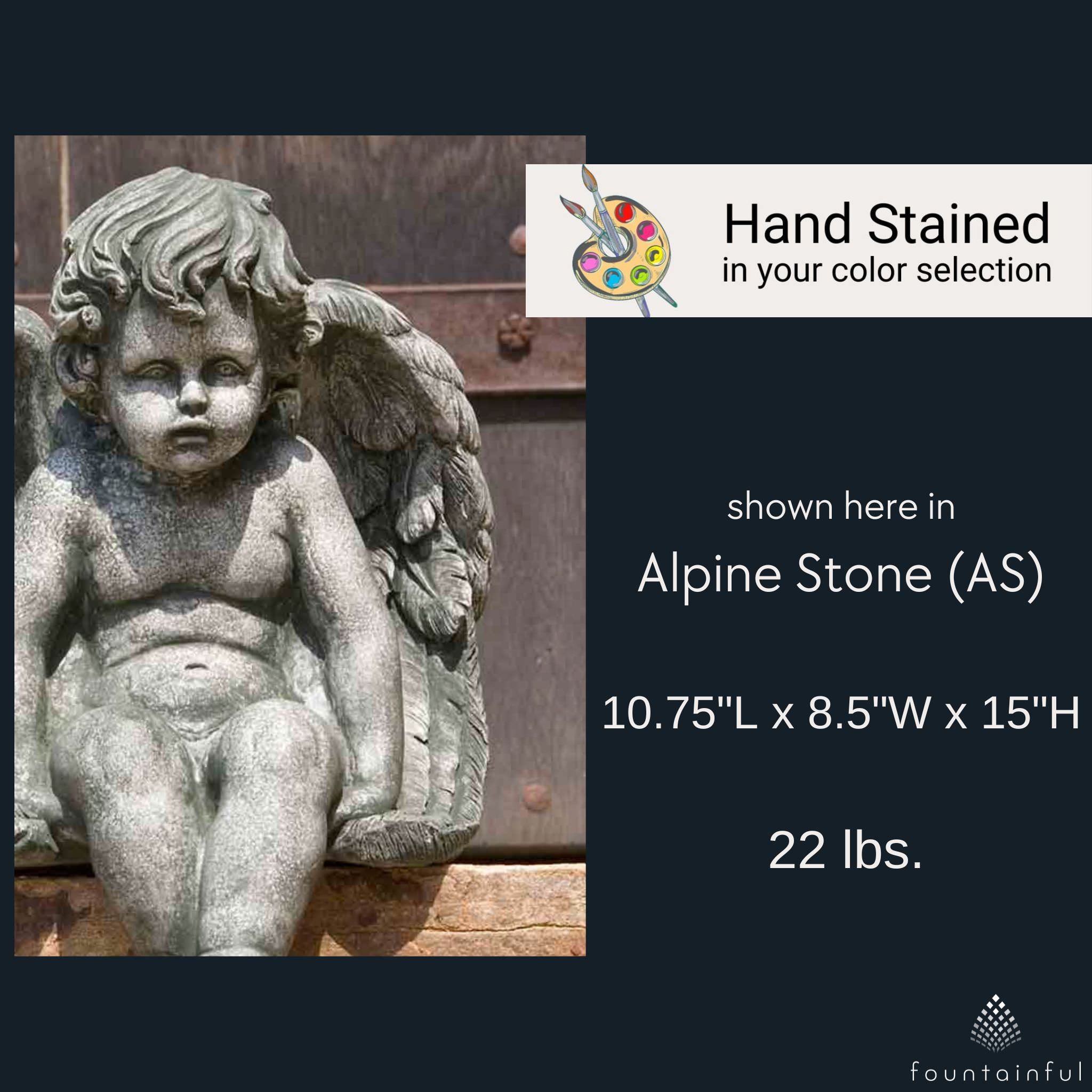 Sitting Cherub Medium Concrete Garden Statue - Campania #C102