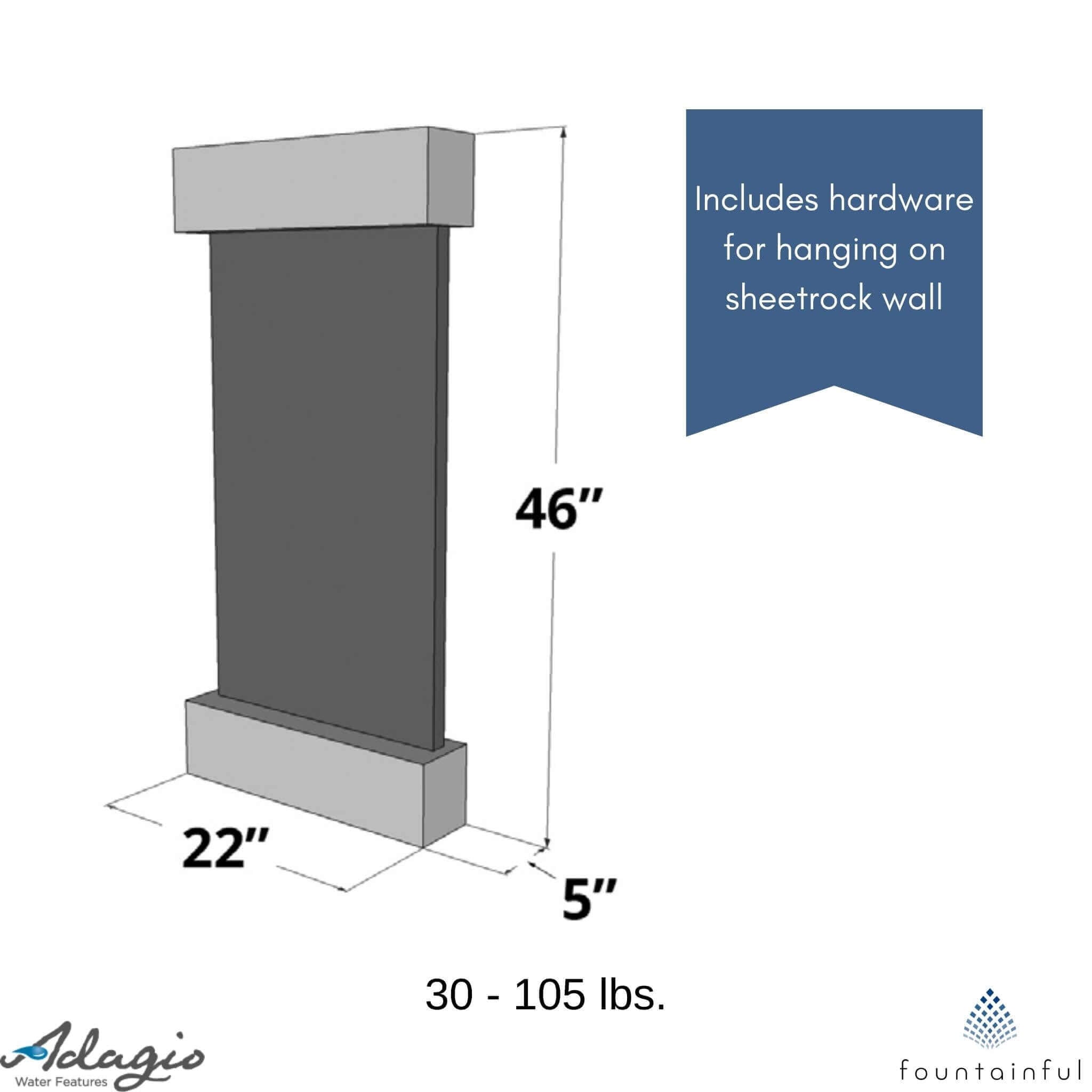 Whispering Creek Mounted Water Wall Fountain - Adagio