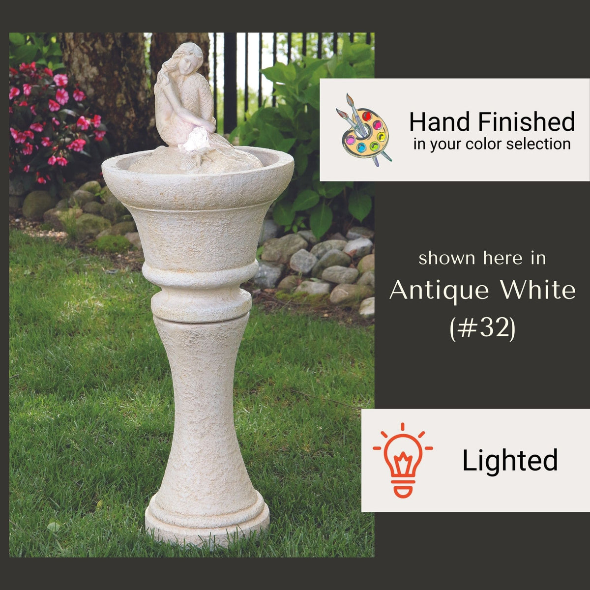 Mermaid Concrete Fountainette w/Lights - Massarellis #3942