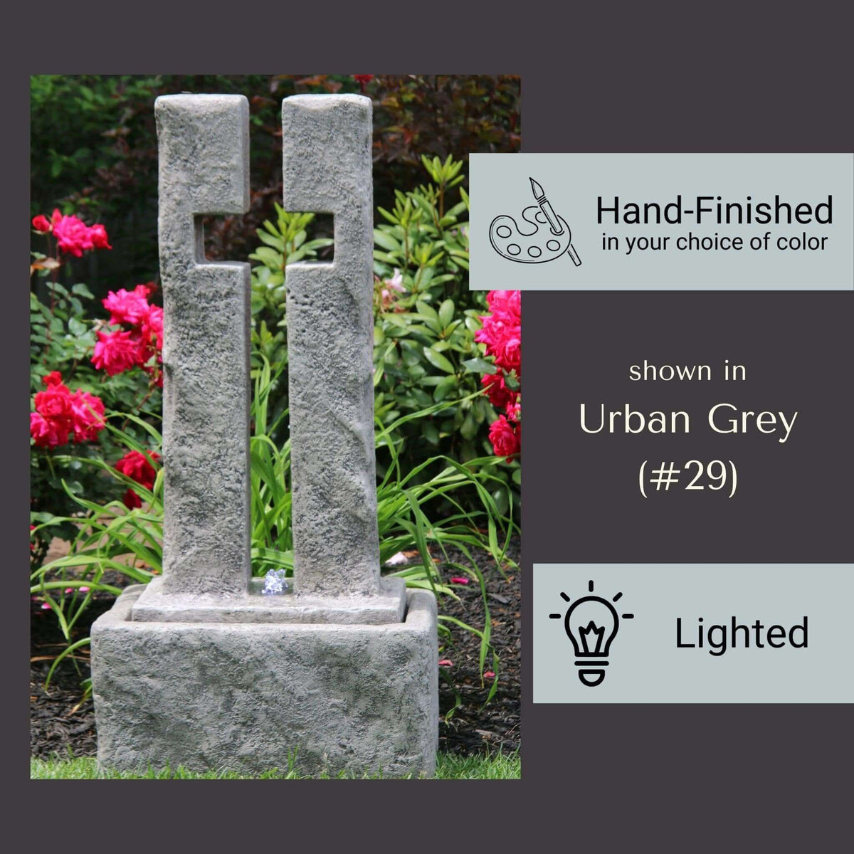 Open Cross Concrete Fountain w/Lights - Massarellis #3526