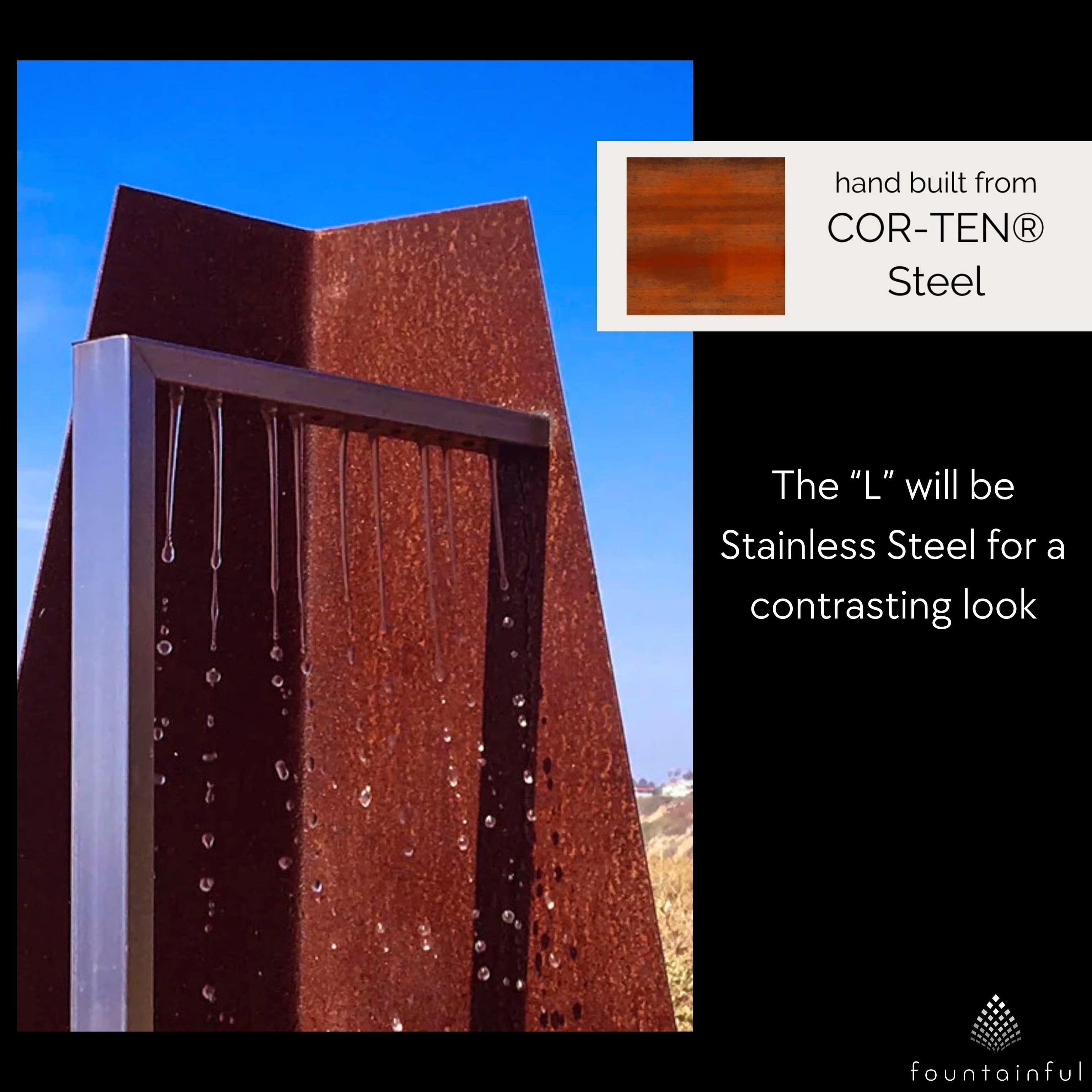 Trapezoid-D Modern Steel Rain Curtain Fountain