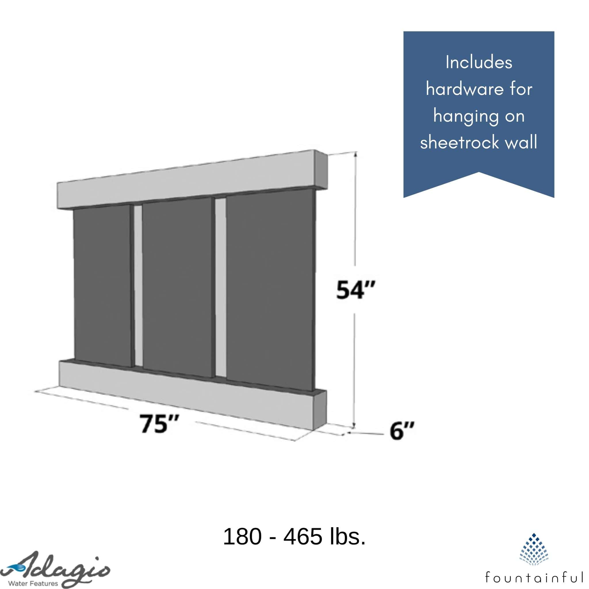 Olympus Falls Mounted Water Wall Fountain - Adagio