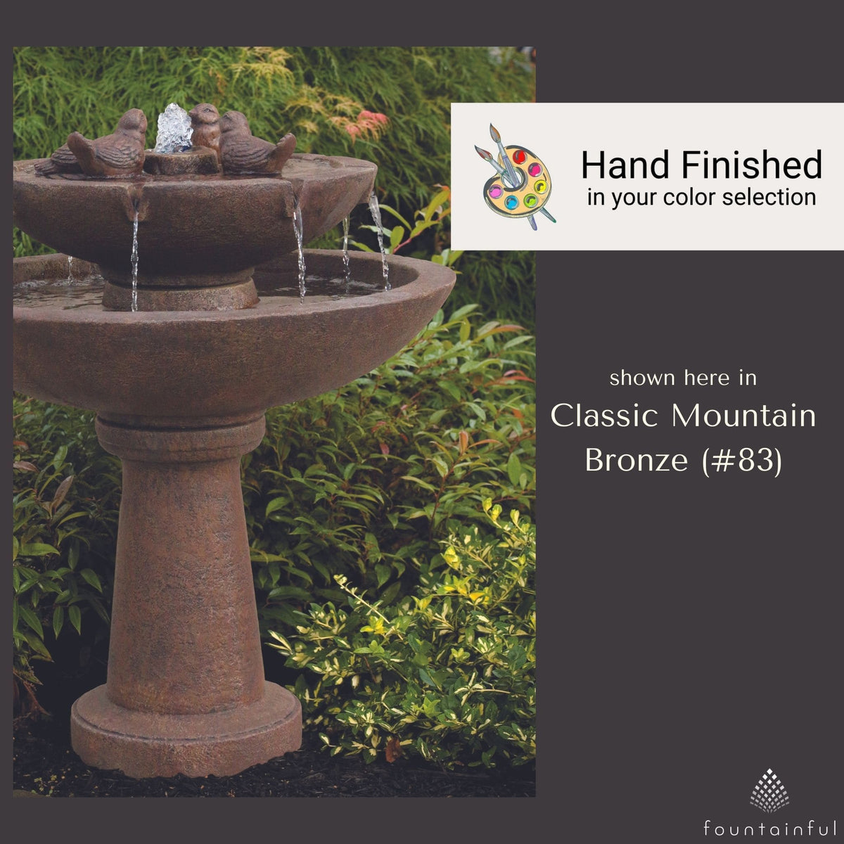Tranquility Birds 2-Tier Concrete Fountain - Massarellis #3702