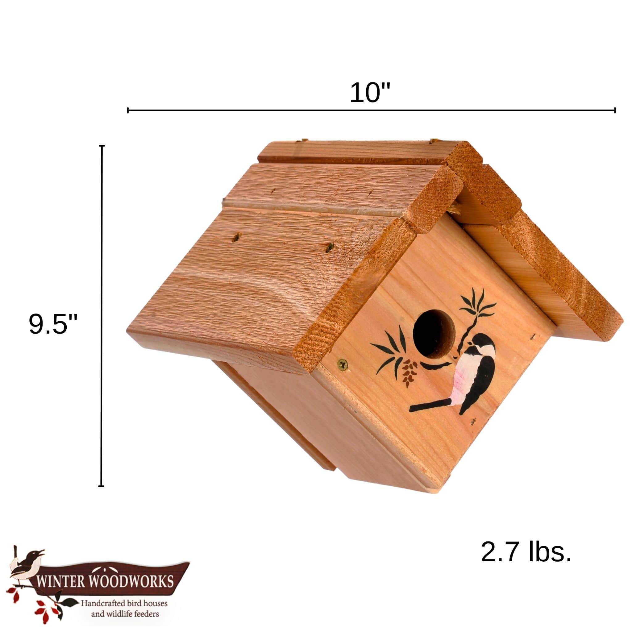 Chickadee Hanging Birdhouse - Cedar Wood | Winter Woodworks