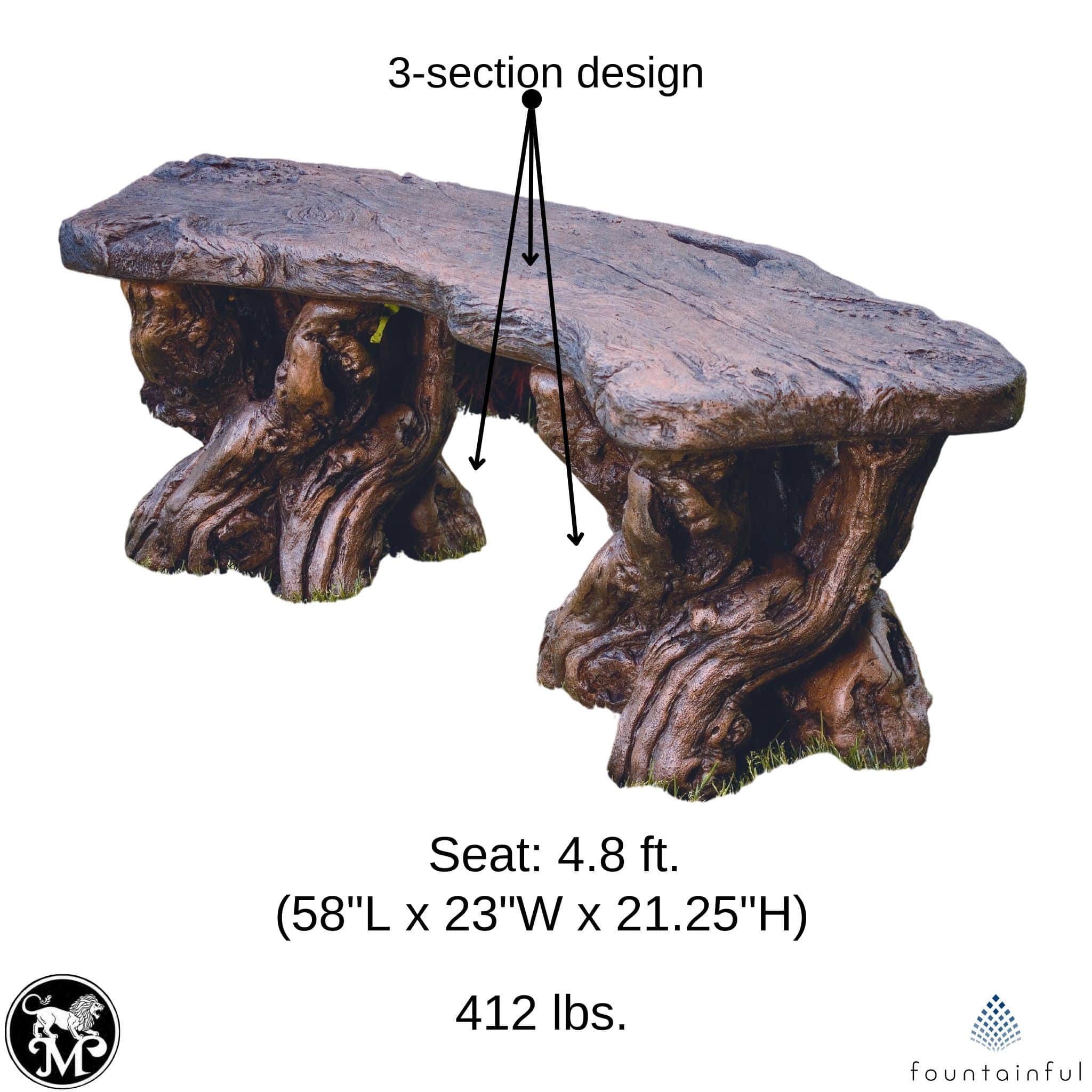 "Timber" Concrete Garden Bench - Massarellis #4860