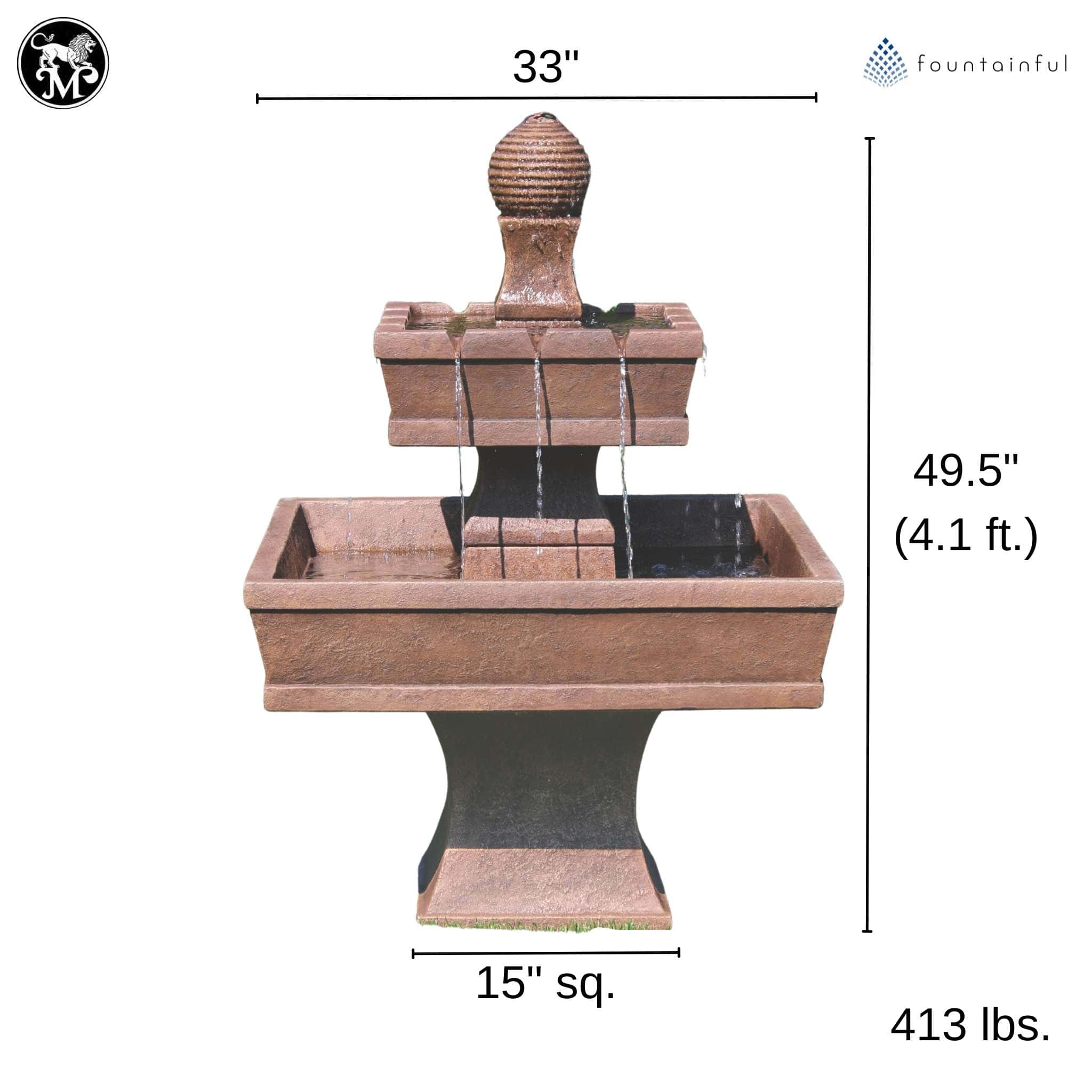 Oliveto 2-Tier Concrete Fountain - Massarellis #3634