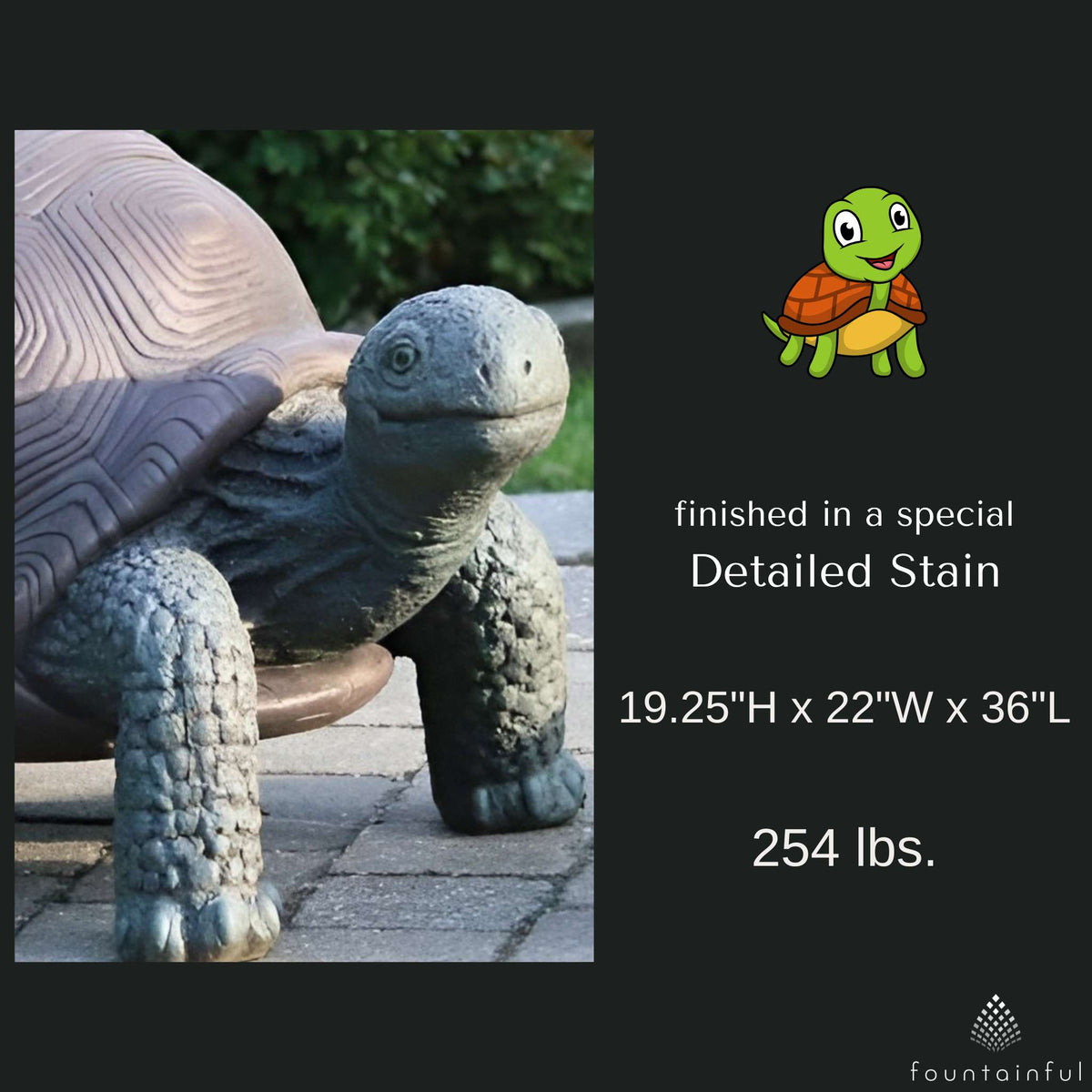 Giant Tortoise Concrete Garden Statue - Massarellis #2352