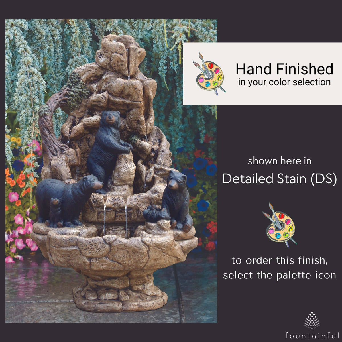 Bears Wildlife Concrete Fountain - Massarellis #3351
