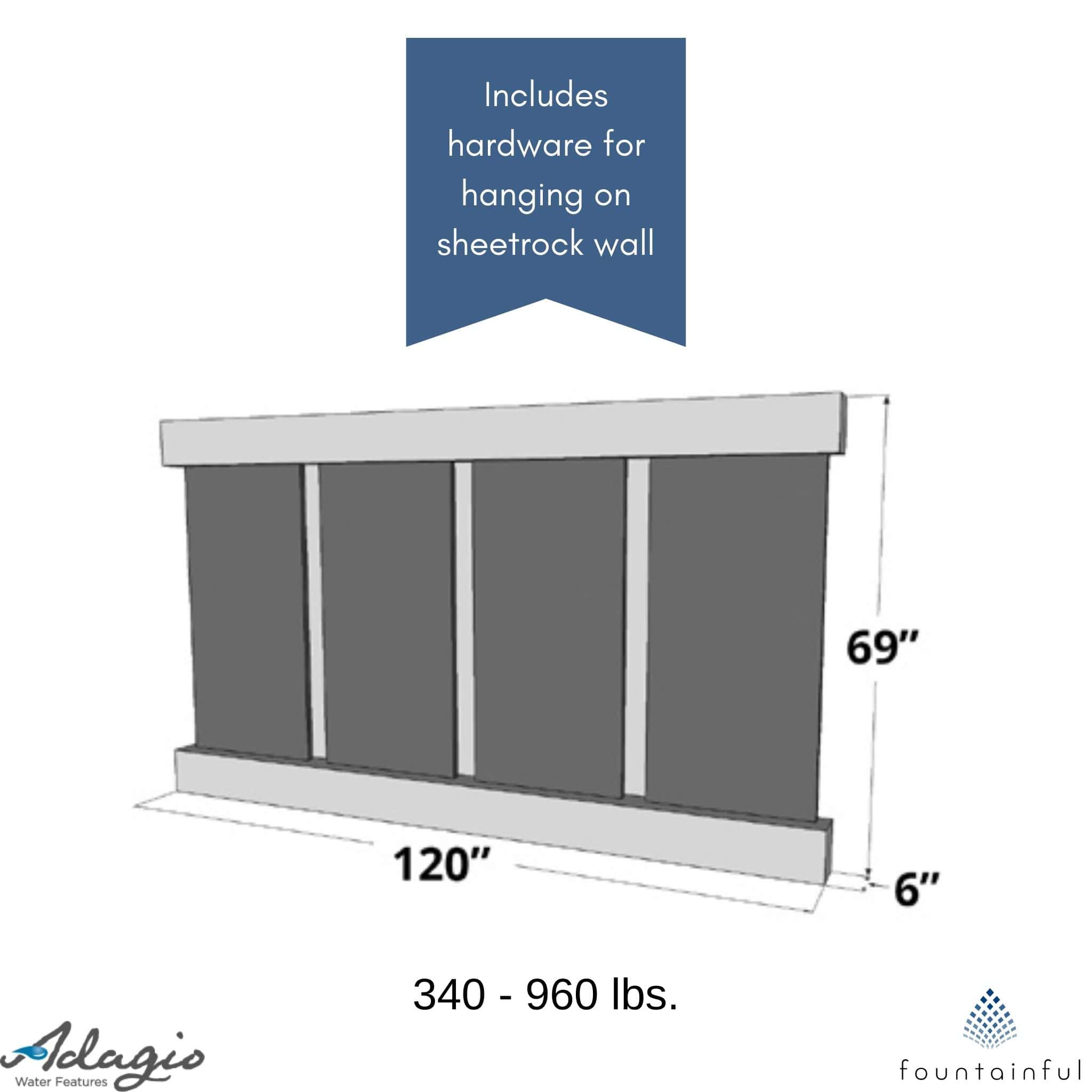 Regal Falls Mounted Water Wall Fountain - Adagio