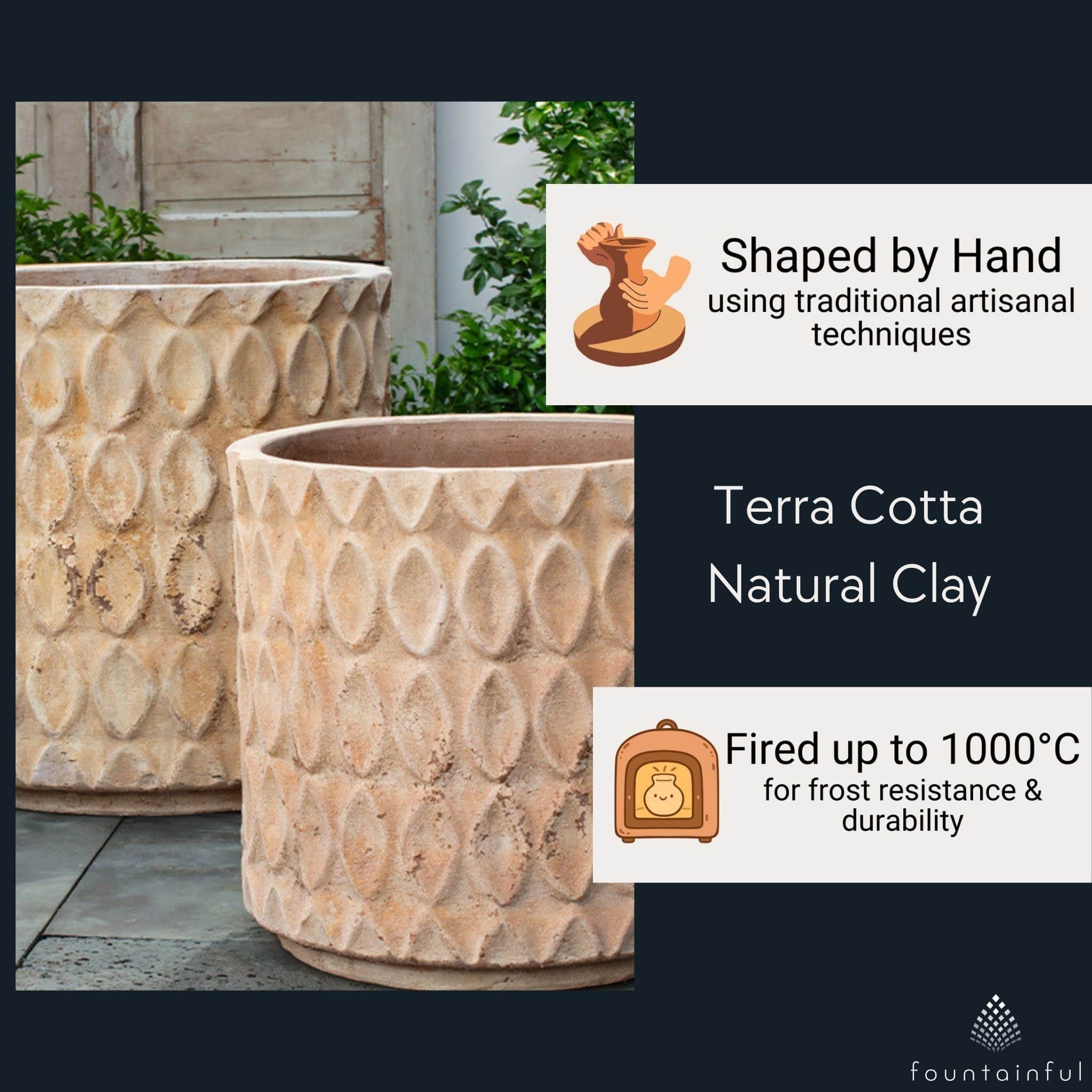 Oriel Tall Set of 3 Antico Terra Cotta Planters - Campania #6513