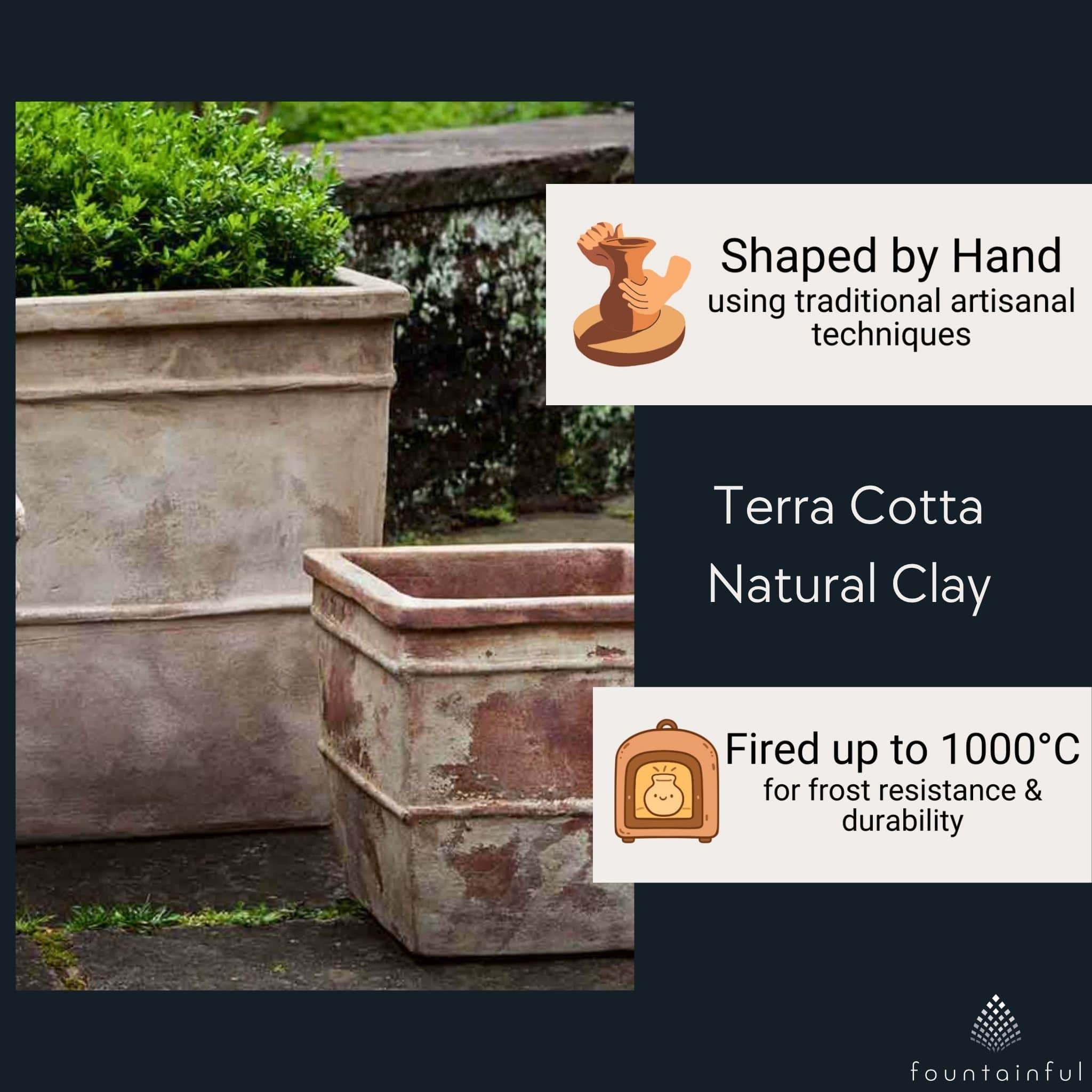 Antico Square Set of 3 Terra Cotta Planters - Campania #6039