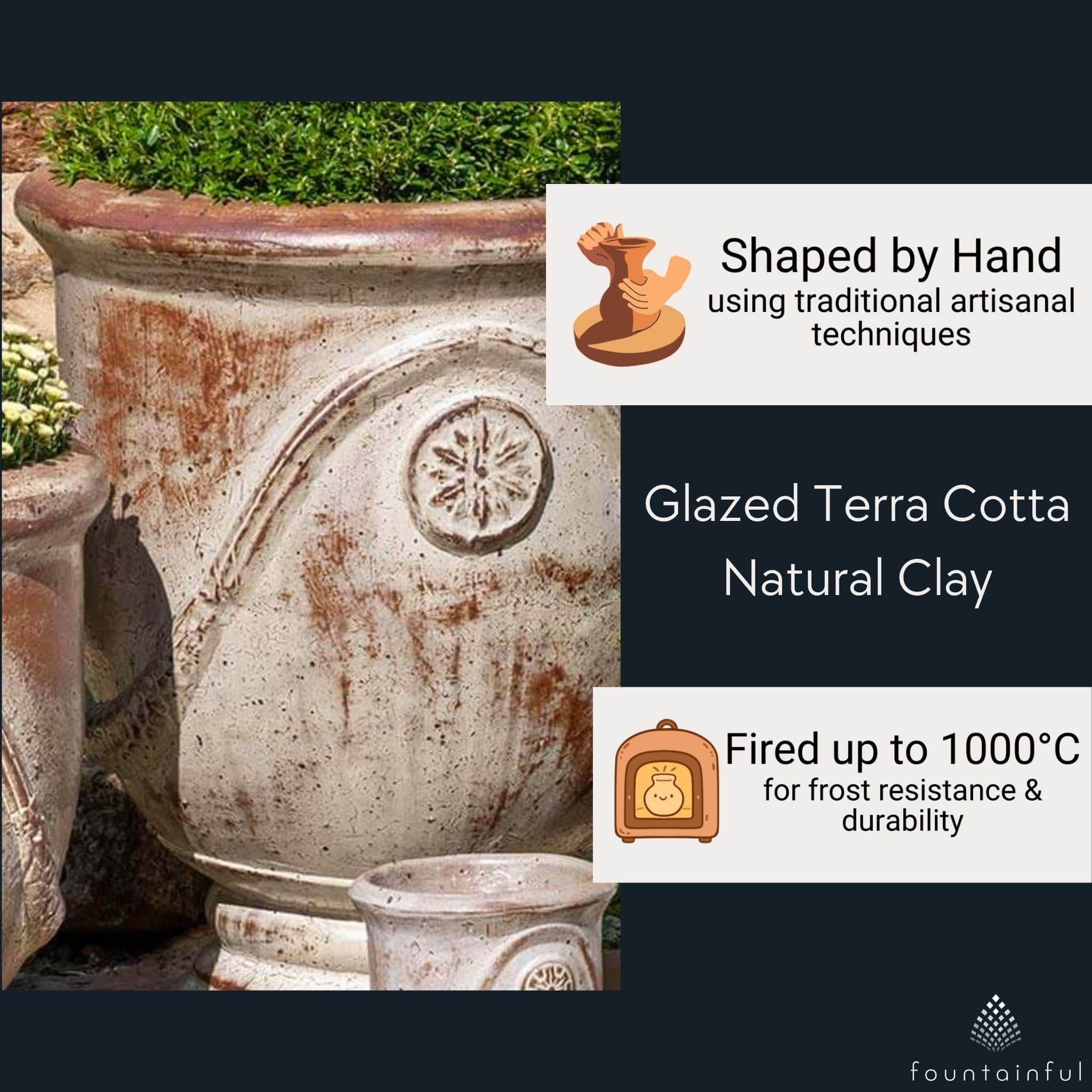 Avignon Set of 4 Glazed Terra Cotta Planters - Campania #6106