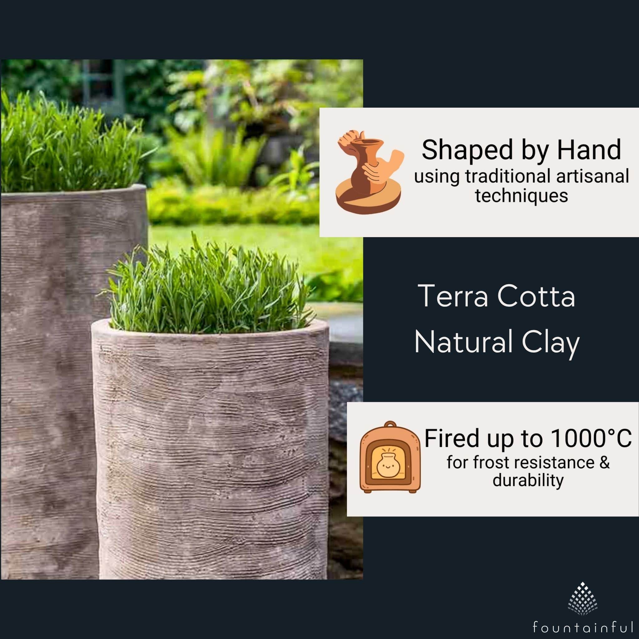 Sgraffito Tall Set of 2 Antico Terra Cotta Planters - Campania #6473