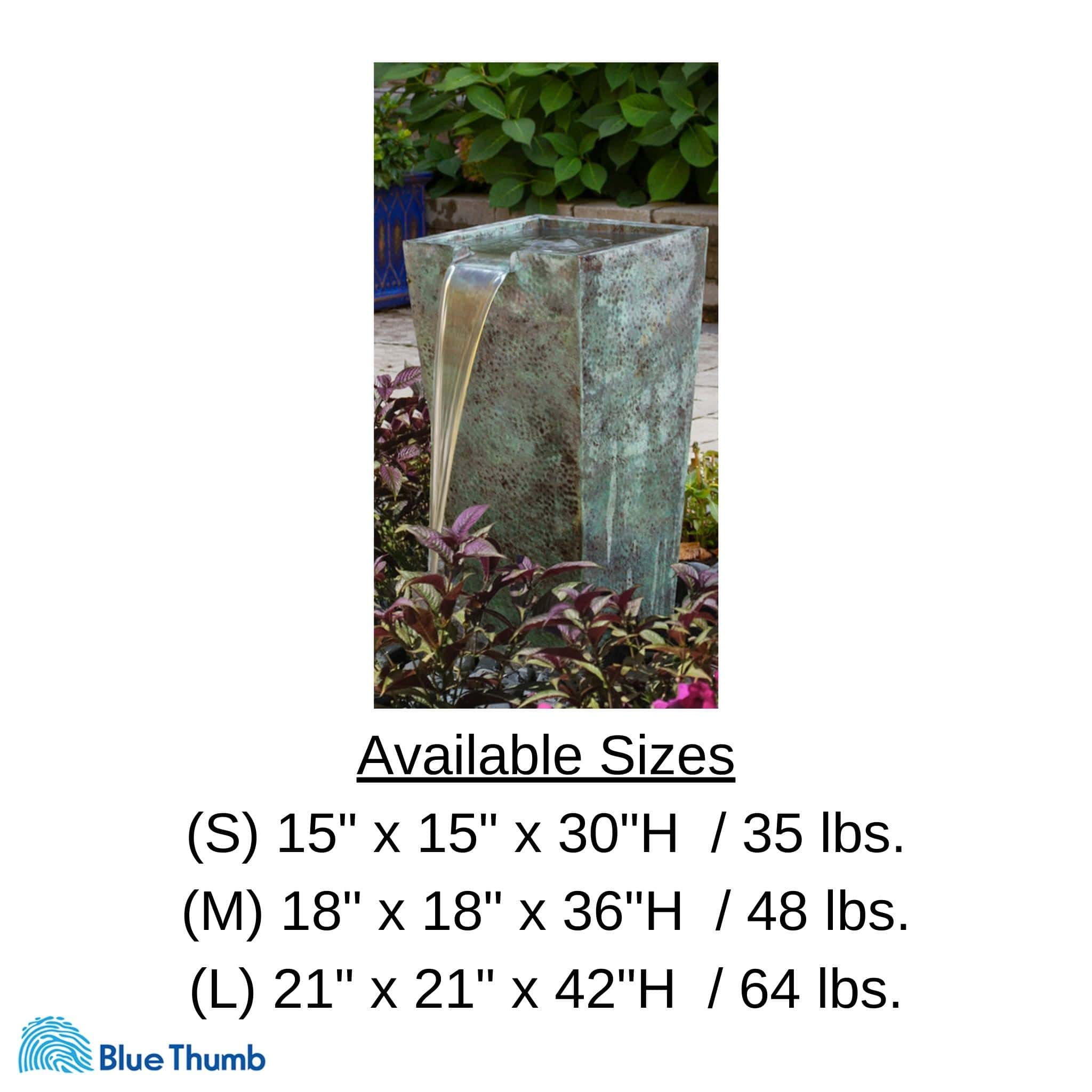 Tapered Square Brass Urn Fountain - Complete Kit - Blue Thumb