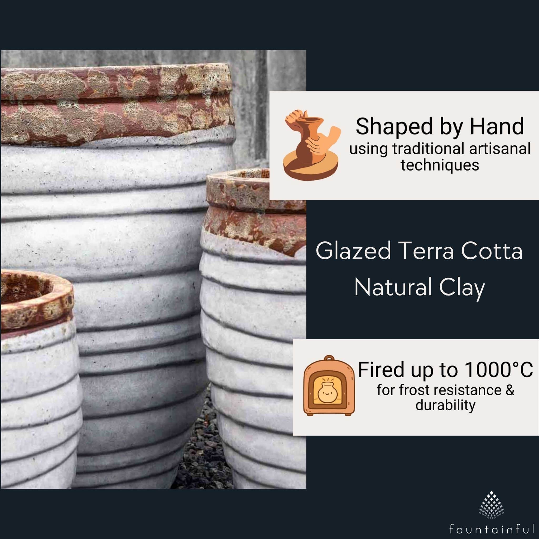 Guaracha Set of 3 Glazed Terra Cotta Planters - Campania #6057