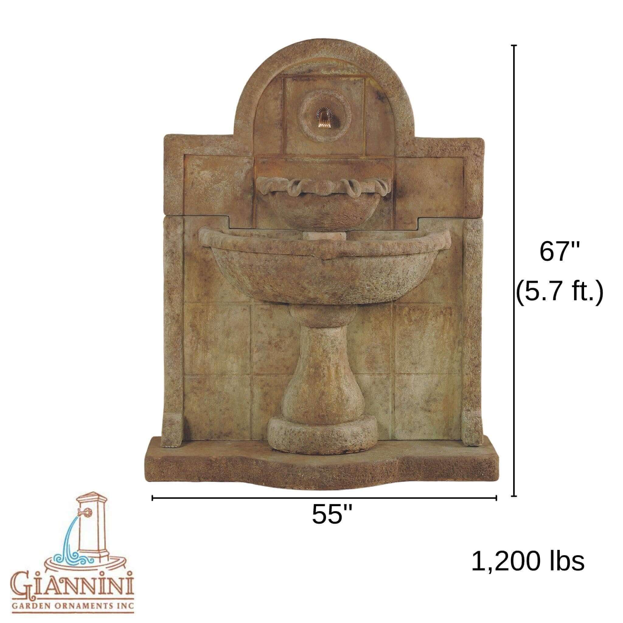 Terme Del Foro Concrete Wall Fountain - Giannini #1136