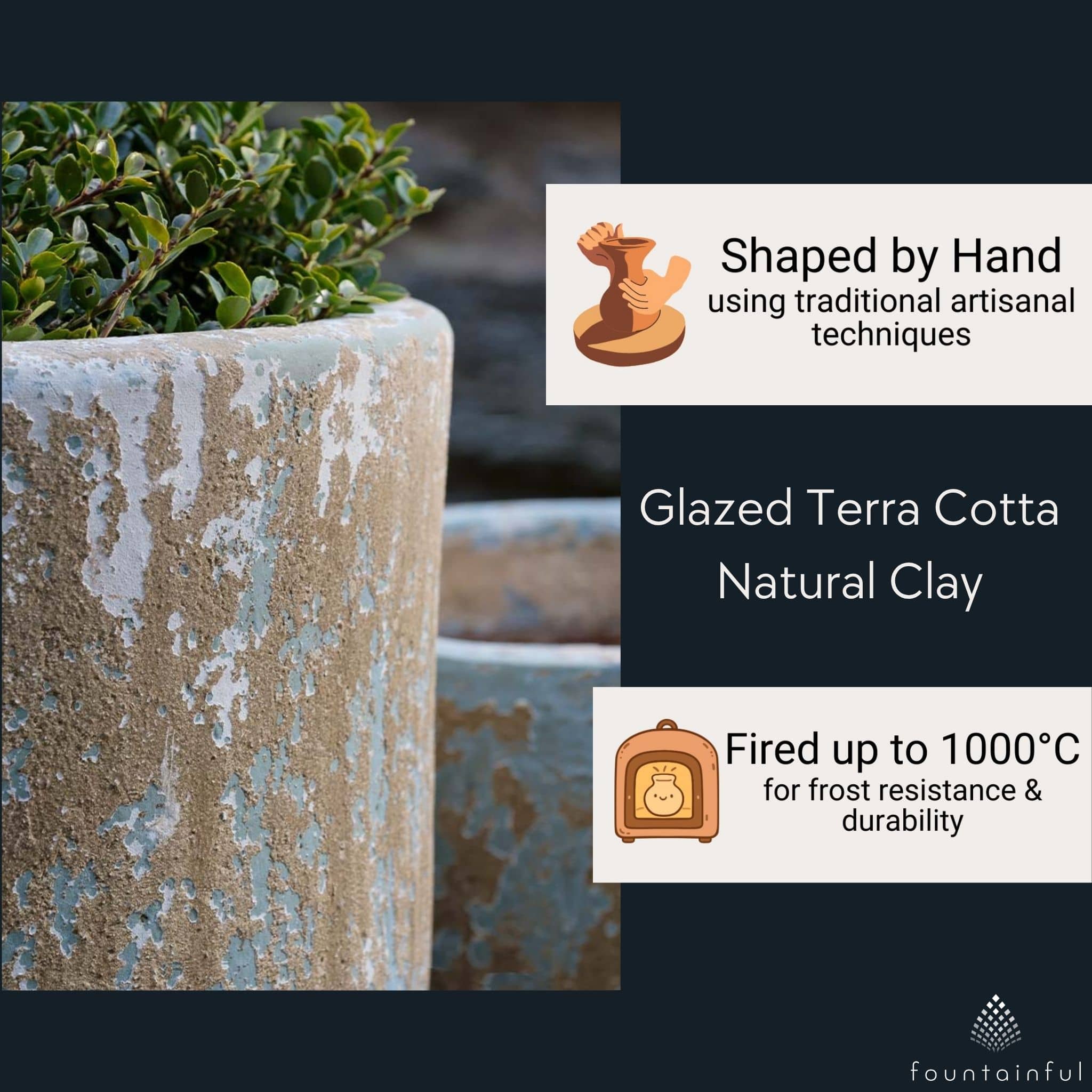 Cordevalle Set of 4 Glazed Terra Cotta Planters - Campania #5021