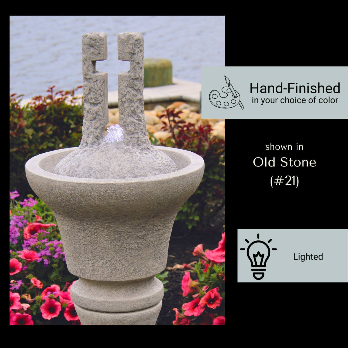 Open Cross Concrete Fountainette w/Lights - Massarellis #3938
