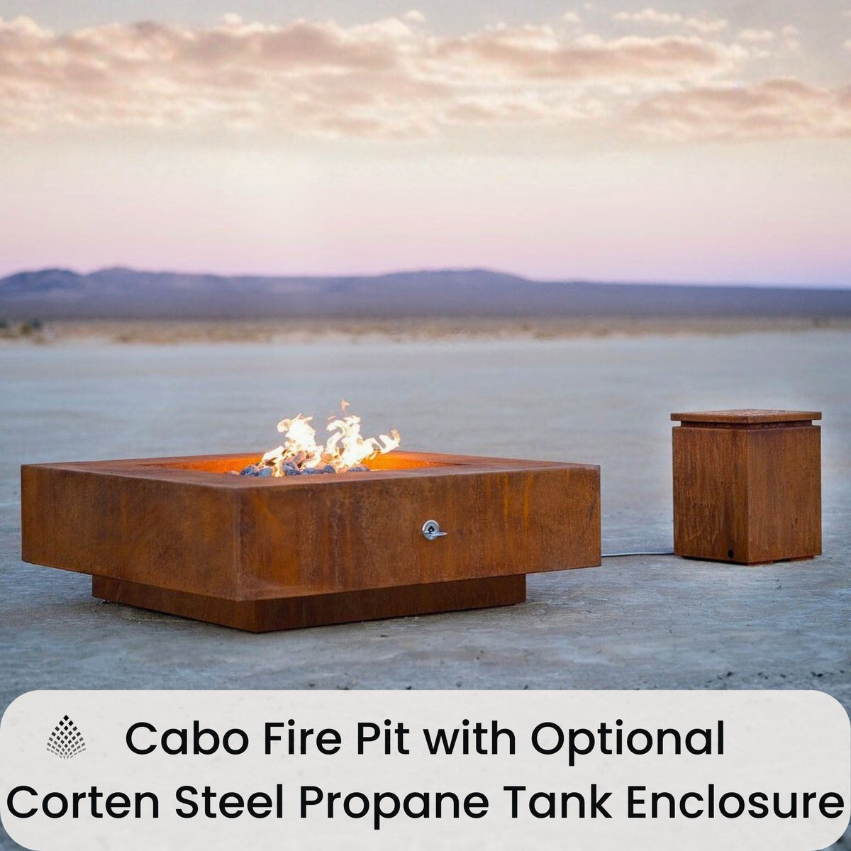 Cabo Square Gas Fire Pit in Luxury Metals - Outdoor Plus