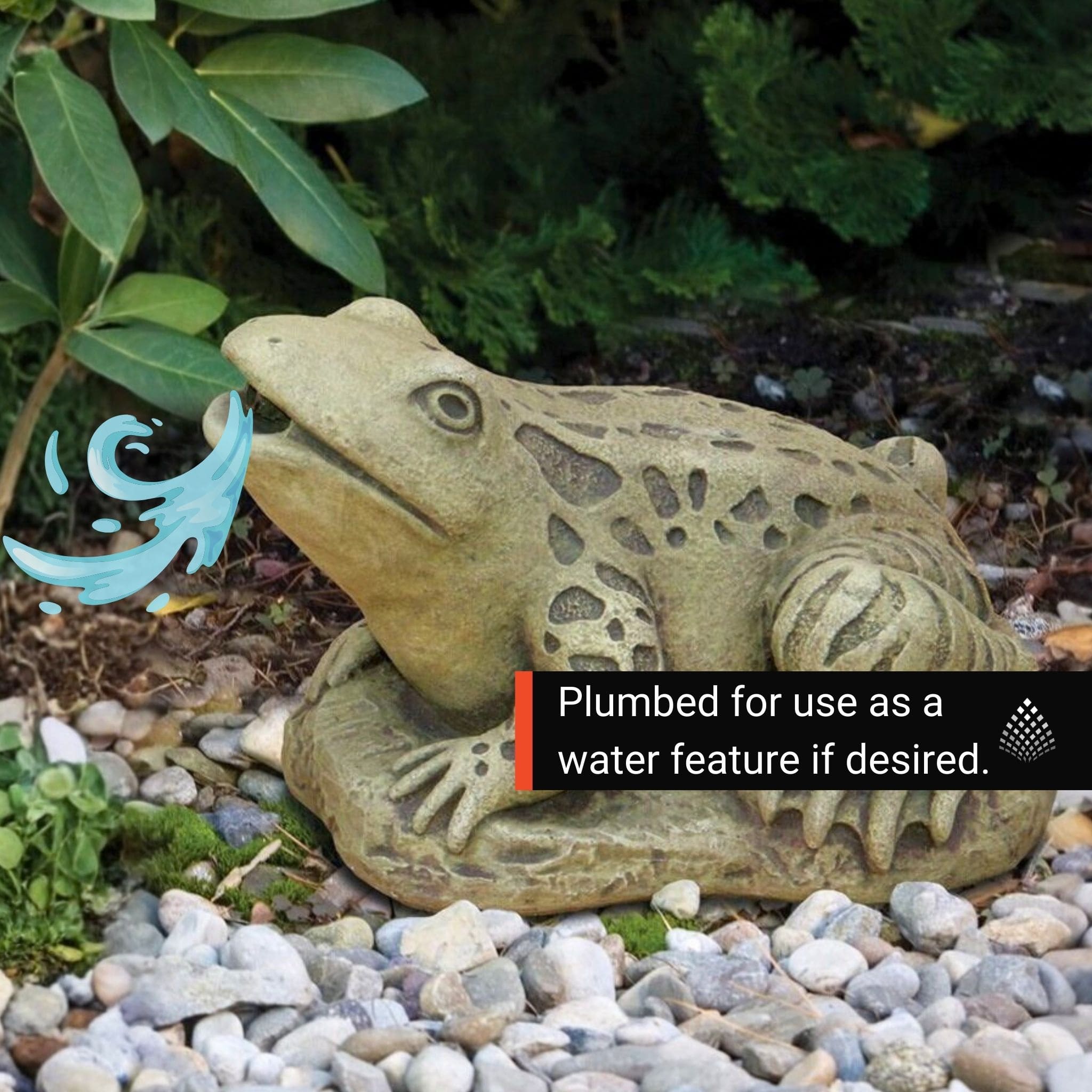 Frog Plumbed Concrete Statue - Massarellis #2225