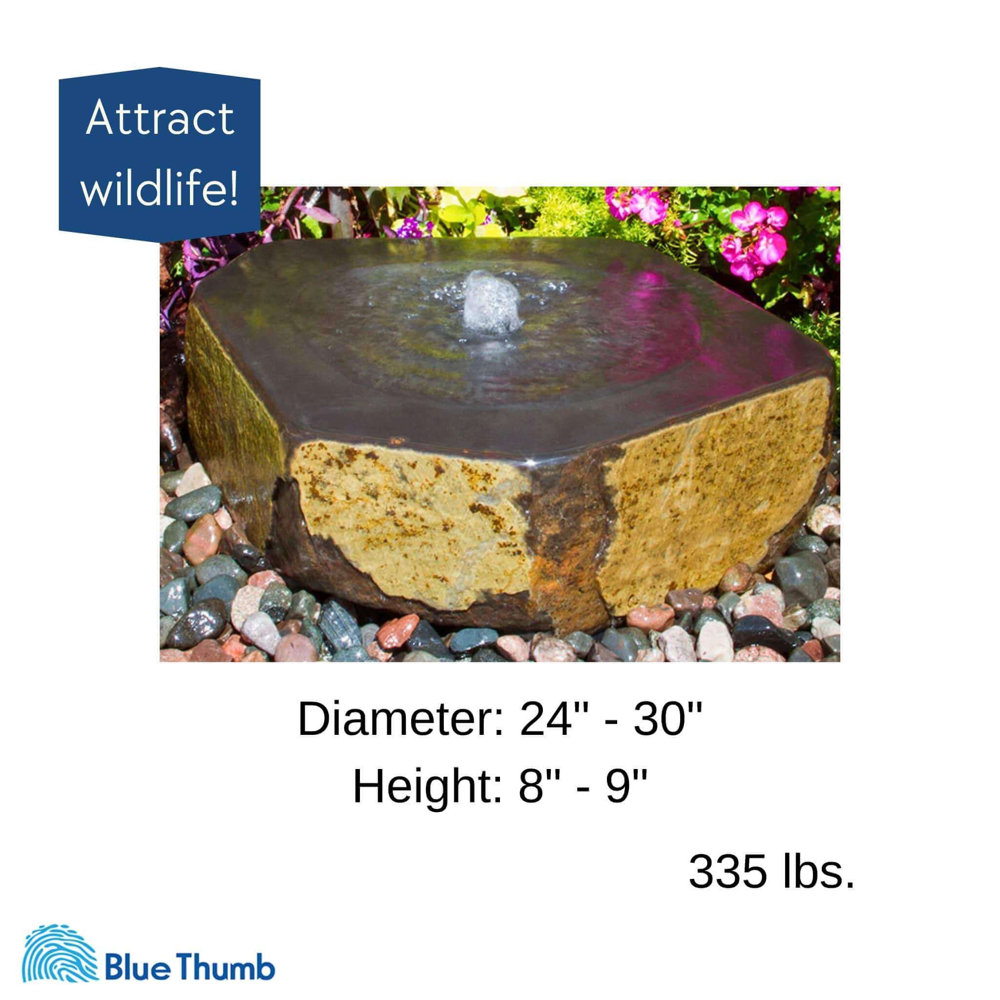 Basalt Bowl "Mizu Kasai" Fountain - Complete Kit - Blue Thumb