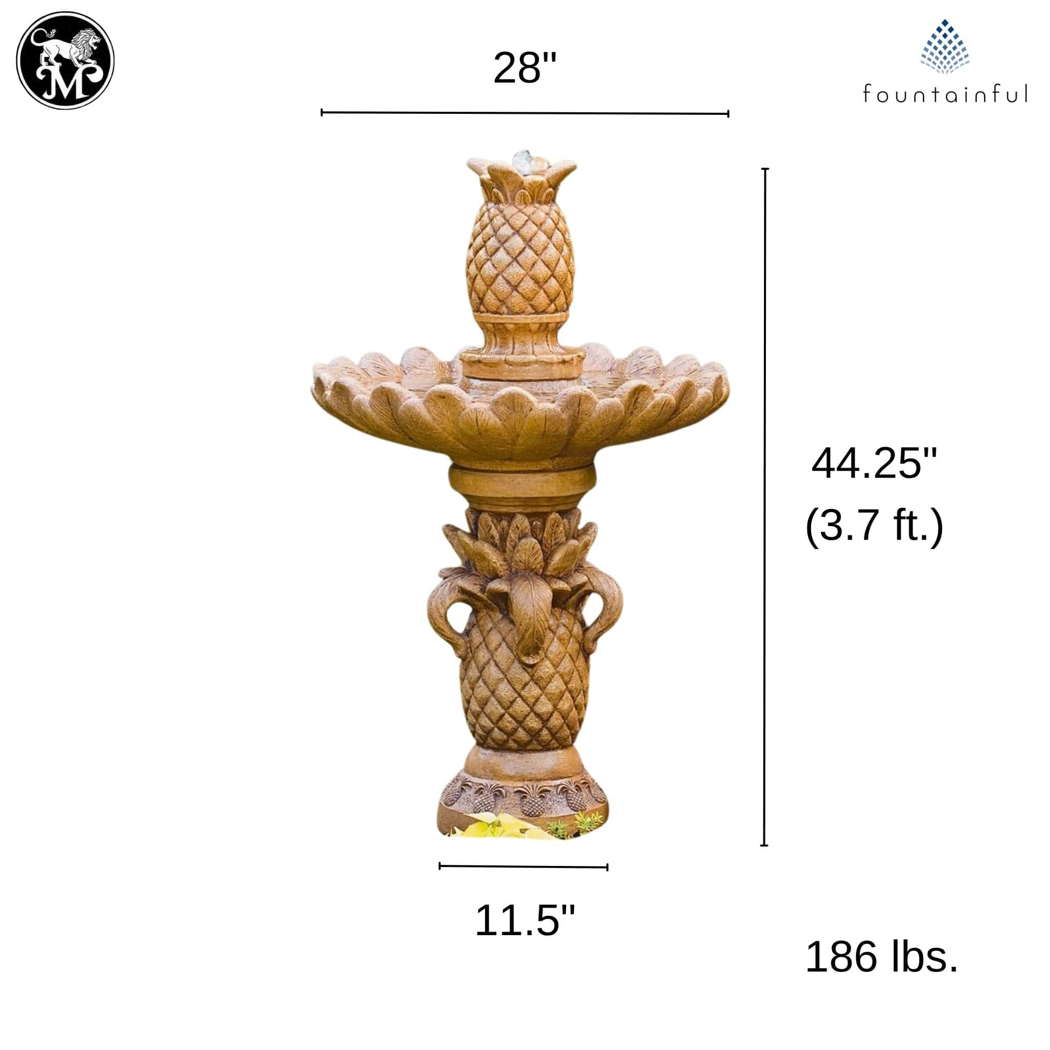 Classic Pineapple Concrete Fountain - Massarellis #3432