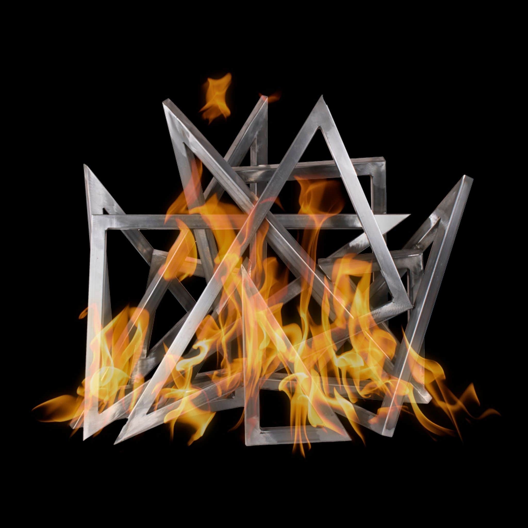 Steel Triangle Sculpture Fire Ornament - Outdoor Plus