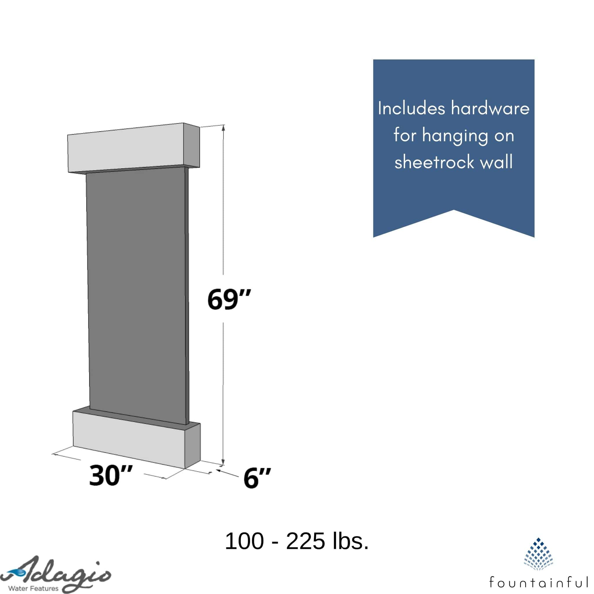 Inspiration Falls Mounted Water Wall Fountain - Adagio
