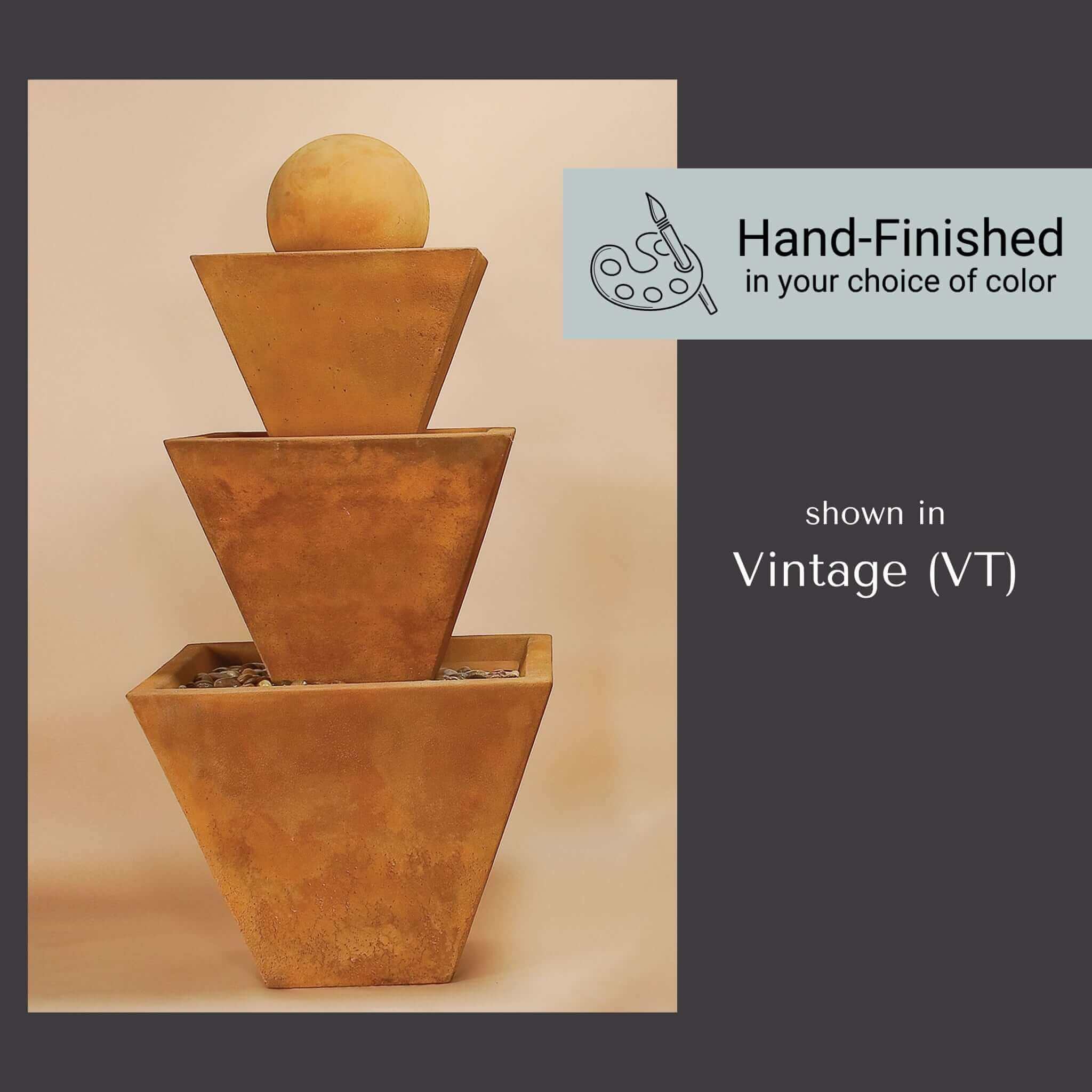 Modern 3-Tier Concrete Fountain with Ball Giannini #1488