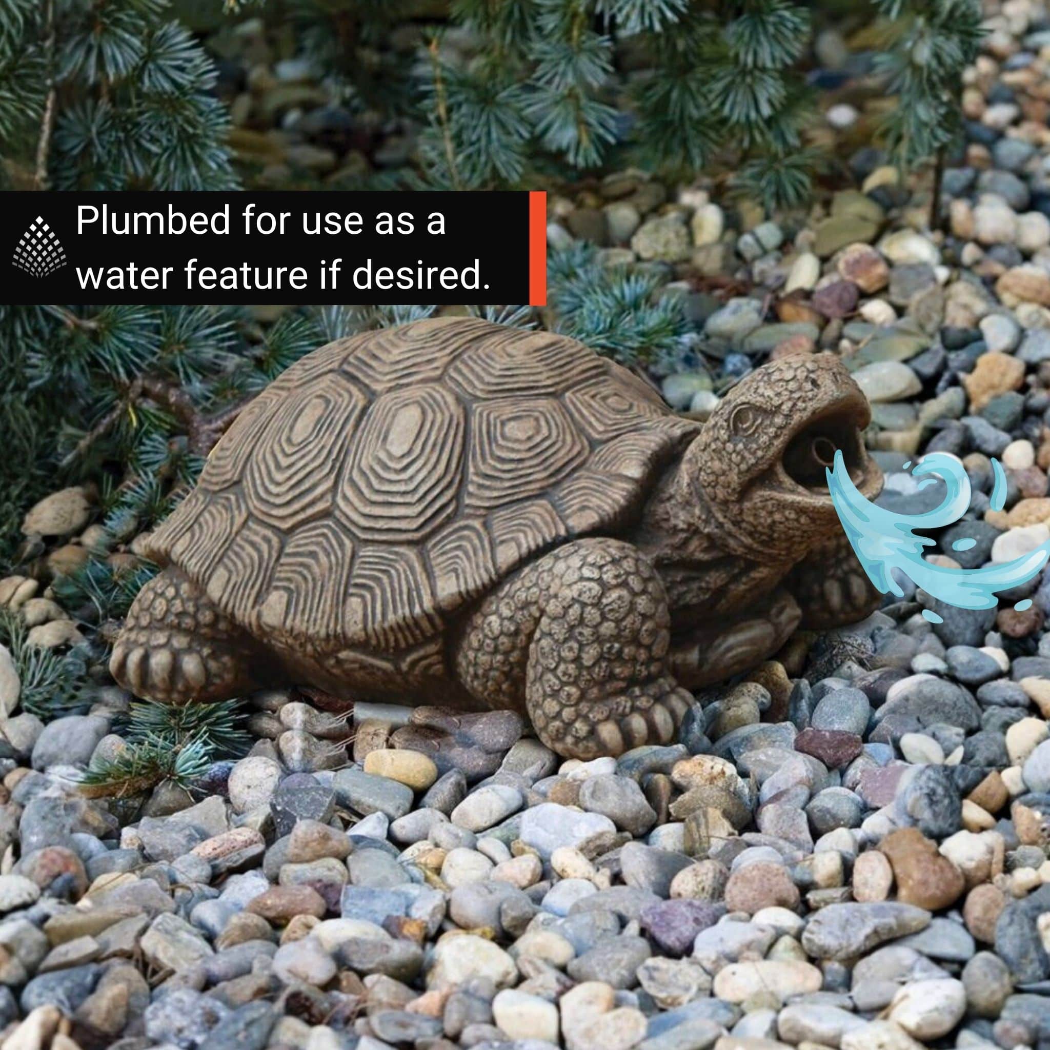 Turtle Plumbed Concrete Statue - Massarellis #2335