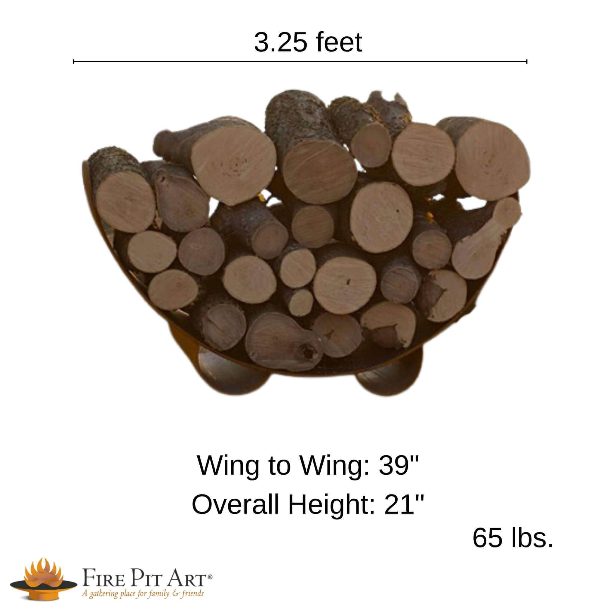 Crescent Log Rack in Carbon Steel - Fire Pit Art