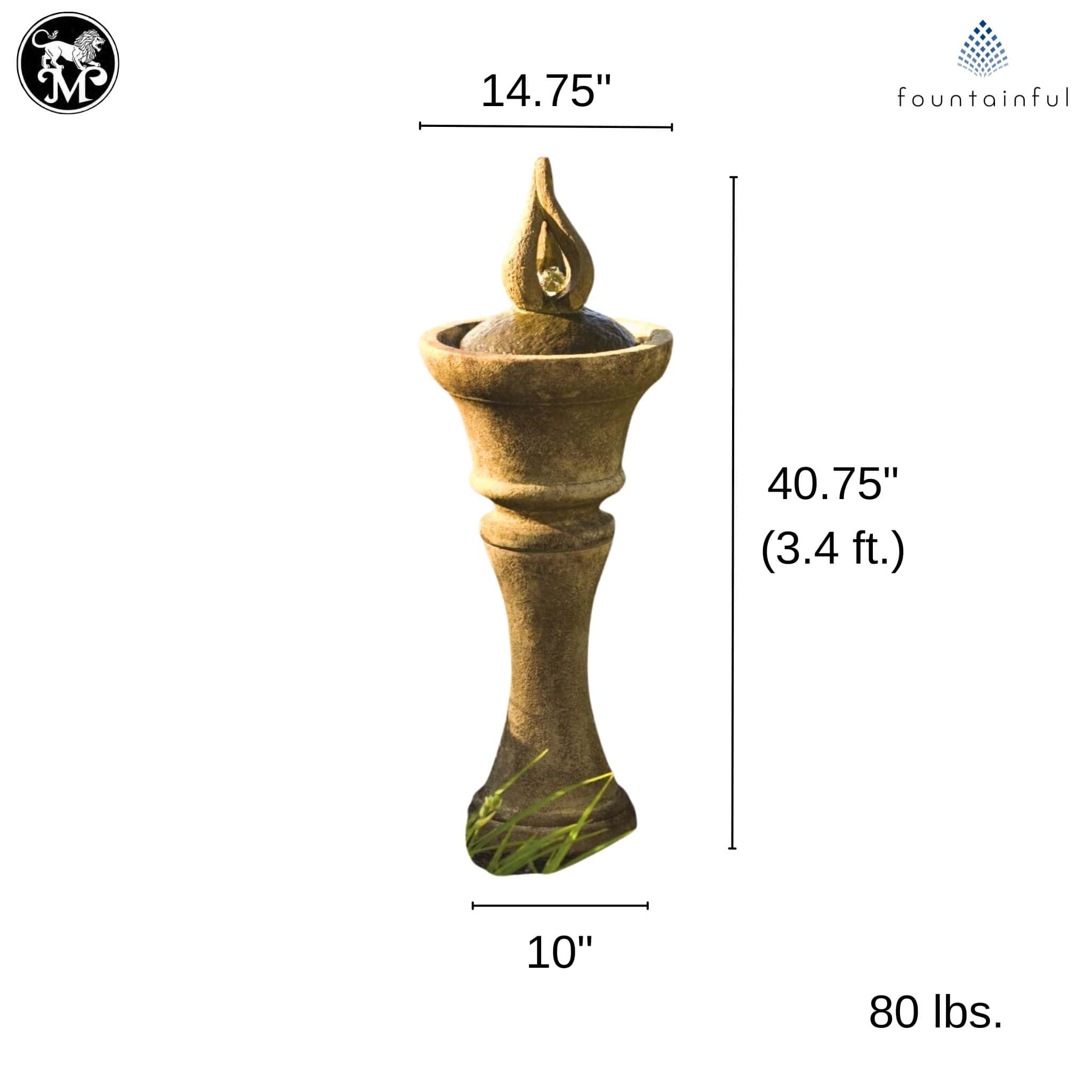 Garden Glow Concrete Fountainette w/Lights - Massarellis #3987