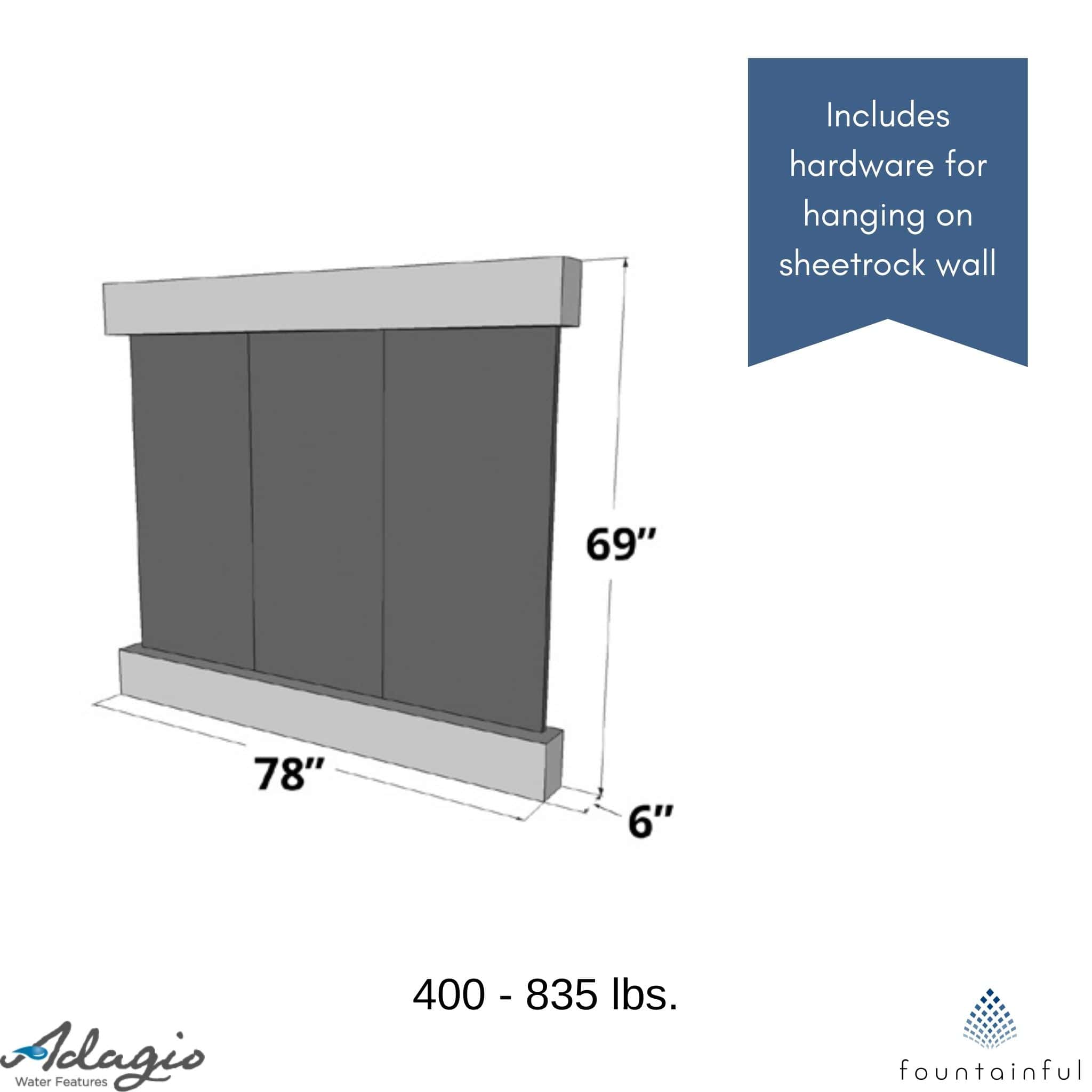 Solitude River Mounted Water Wall Fountain - Adagio