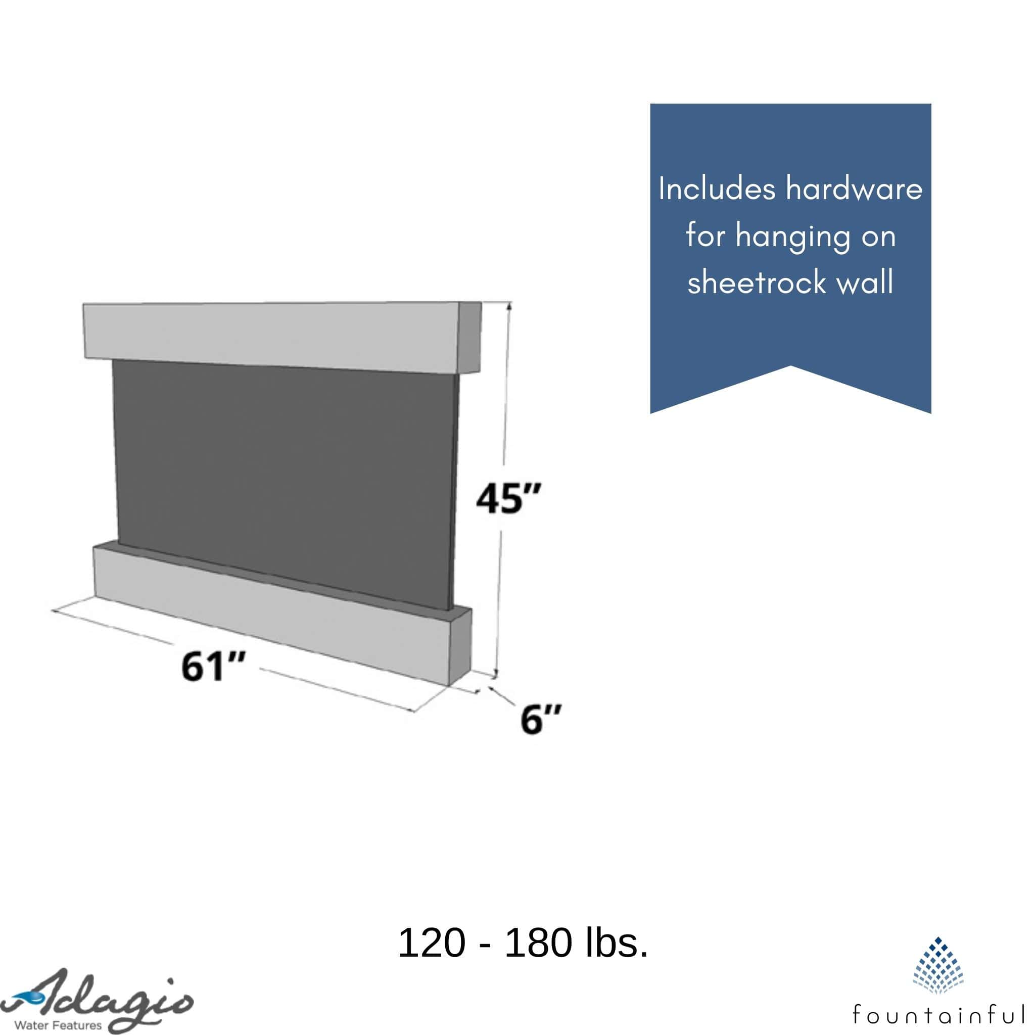 Teton Falls Mounted Water Wall Fountain - Adagio