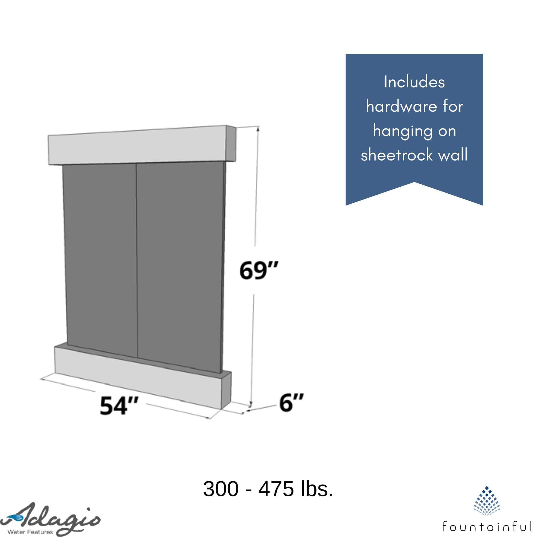 Majestic River Mounted Water Wall Fountain - Adagio