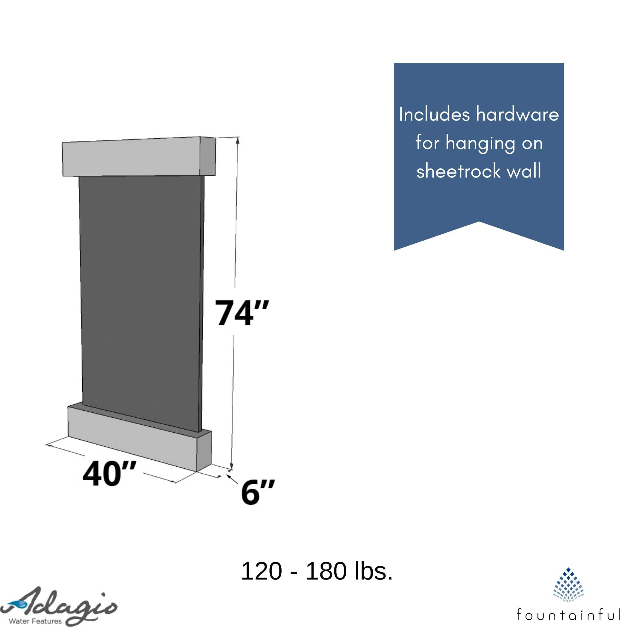 Summit Falls Mounted Water Wall Fountain - Adagio